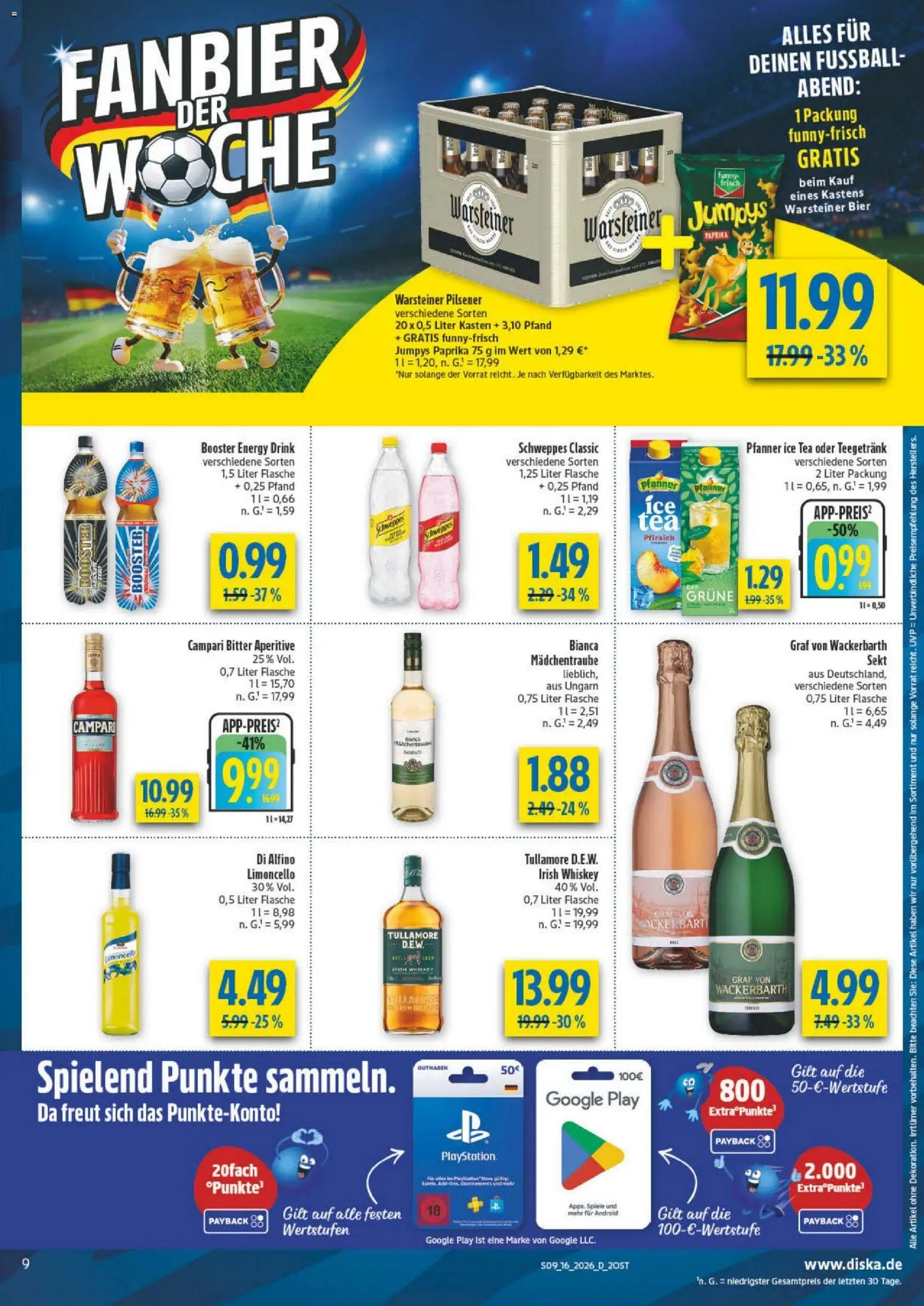 Diska - Diska Angebote Sachsen-Thüringen KW16 – gültig ab 13.04.2026 | Seite: 9 | Produkte: Energy, Warsteiner, Pfirsich, Whiskey