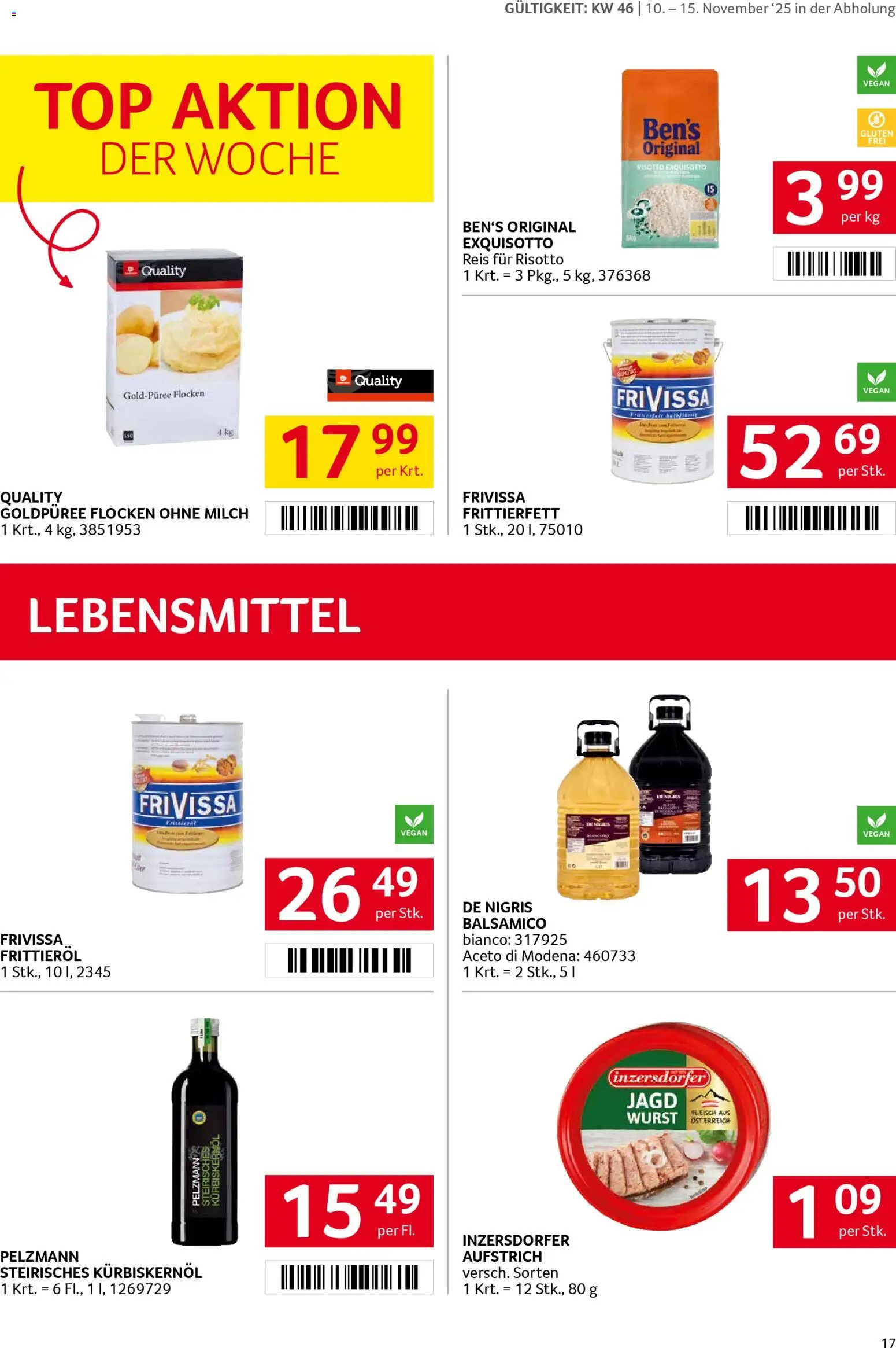 Transgourmet Flugblatt gültig ab 10.11.2025 | Seite: 16 | Produkte: Wurst, Libacomb, Milch, Reis