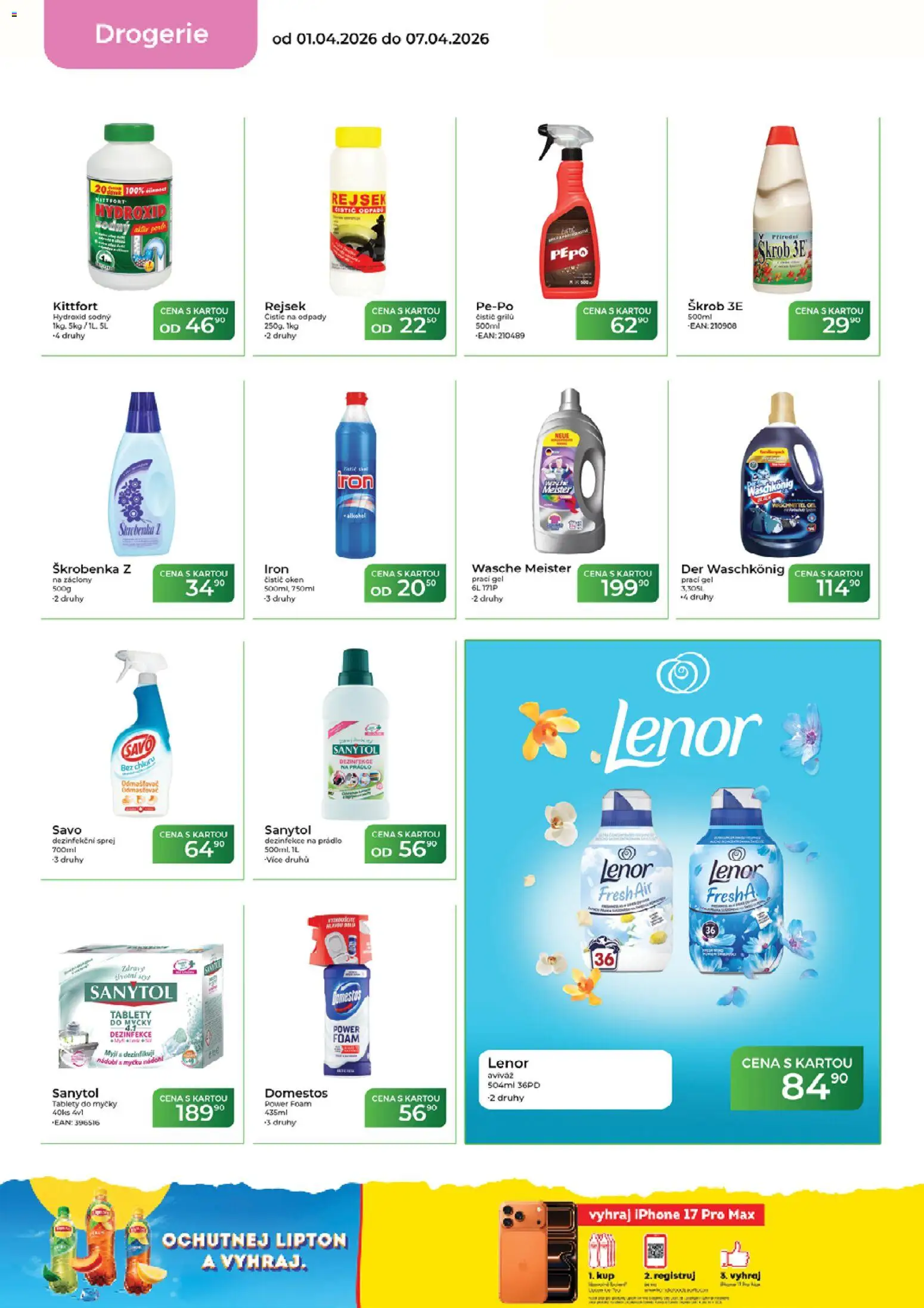 Tamda Foods leták od 01.04.2026 | Strana: 54 | Produkty: Lenor, Tablety do myčky, Nádobí, Domestos