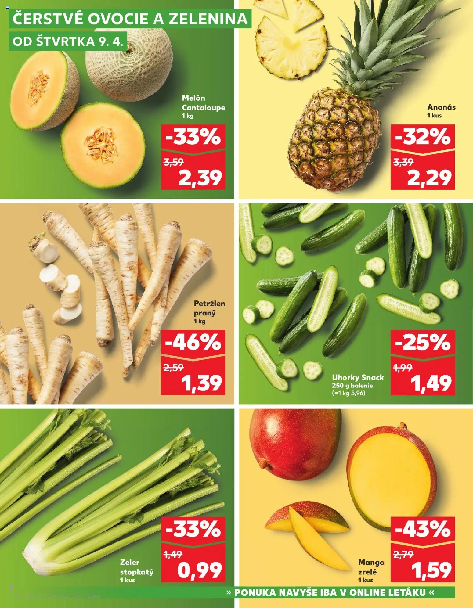 Nové Kaufland akcie – leták je platný od 09.04.2026 | Strana: 6 | Produkty: Mango, Melón, Petržlen, Zeler