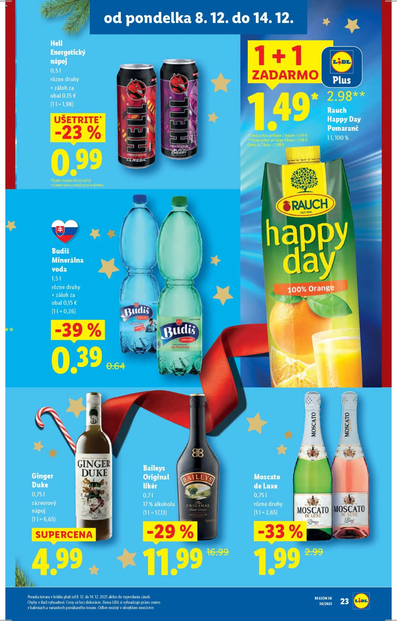 Nové Lidl akcie – leták je platný od 08.12.2025 | Strana: 31 | Produkty: Voda, Minerálna voda, Baileys, Energetický nápoj