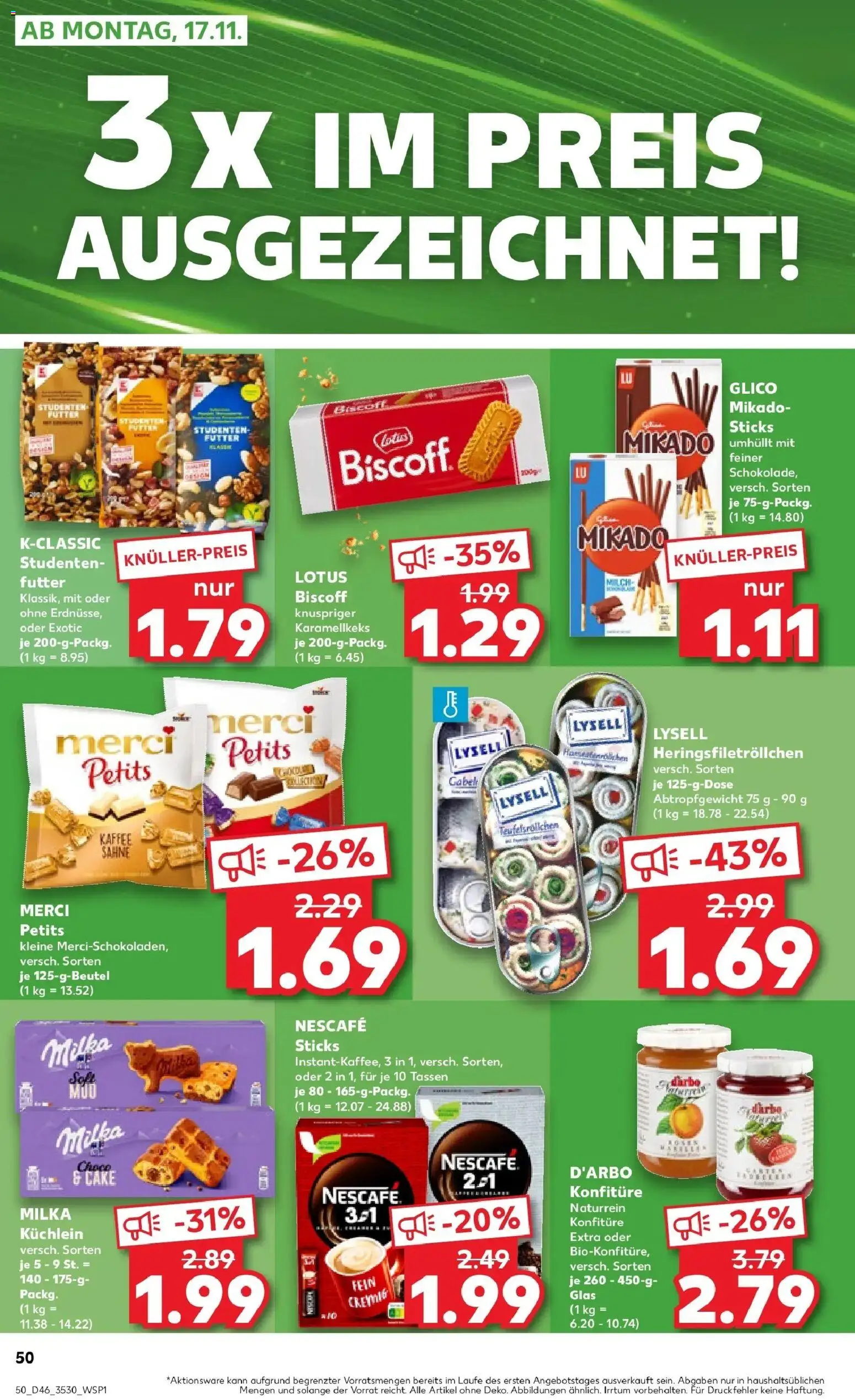 Kaufland prospekt Borna	 – gültig ab 13.11.2025 | Seite: 50 | Produkte: Merci, Nescafe, Milka, Sahne