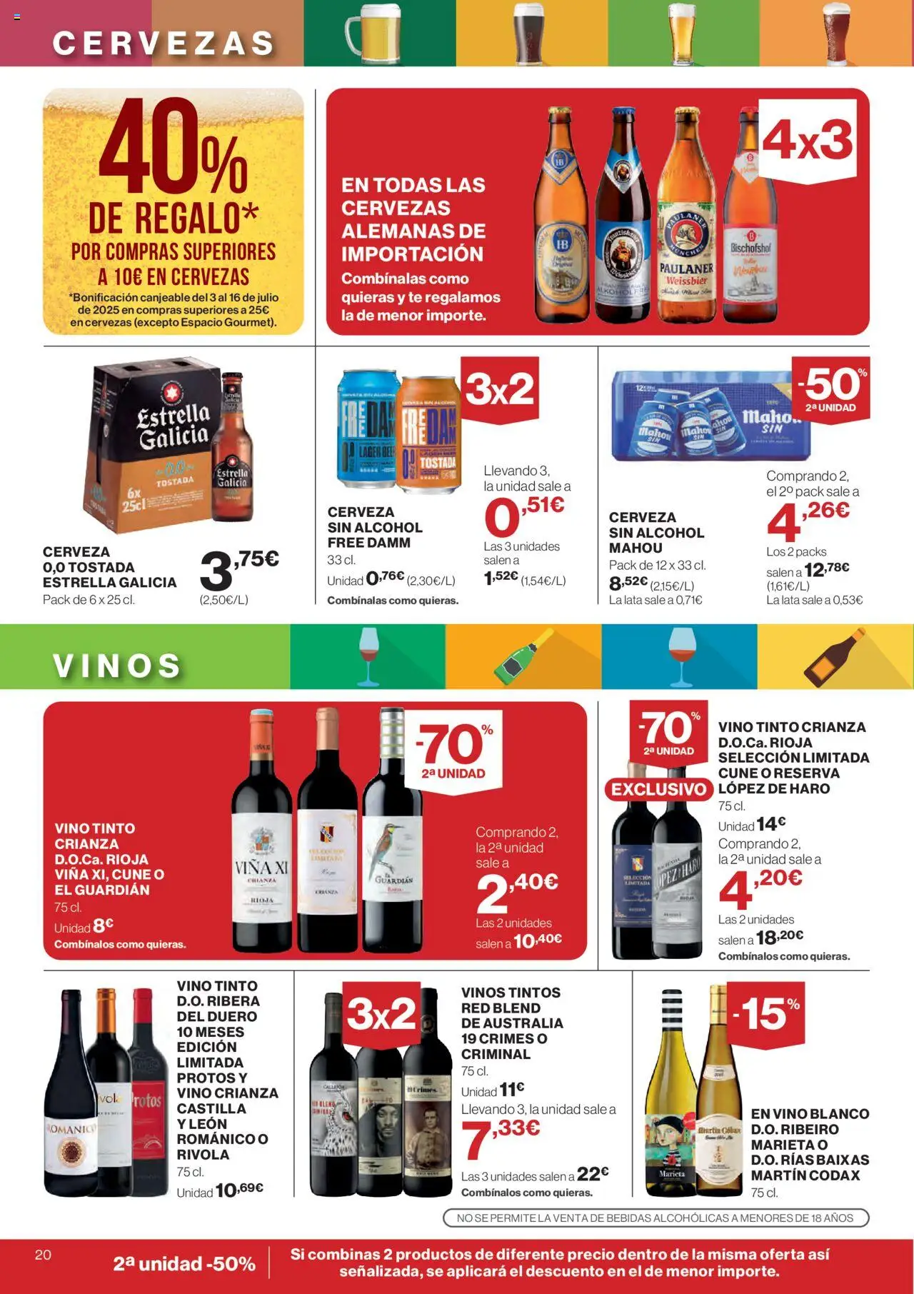 Supercor - Folleto │ válido desde el 19.06.2025 | Página: 20 | Productos: Cerveza sin alcohol, Vino, Cerveza, Té
