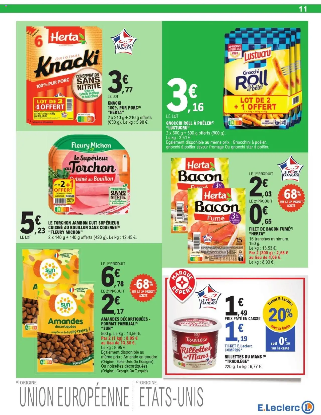  | Page: 11 | Produits: Amandes décortiquées, Poudre, Jambon, Porc