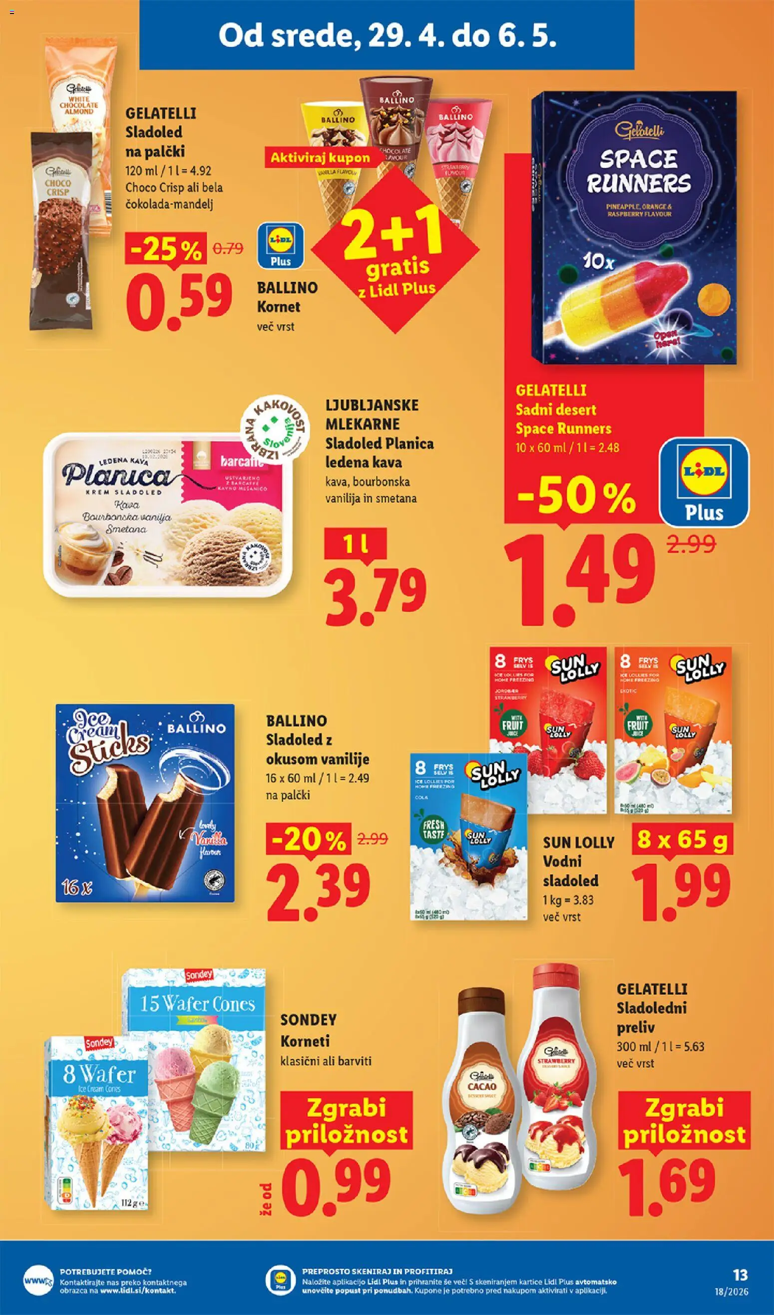 Novi Lidl katalog ponudbe – veljaven od 29.04.2026 | Stran: 21 | Izdelki: Kava, Smetana, Sladoled