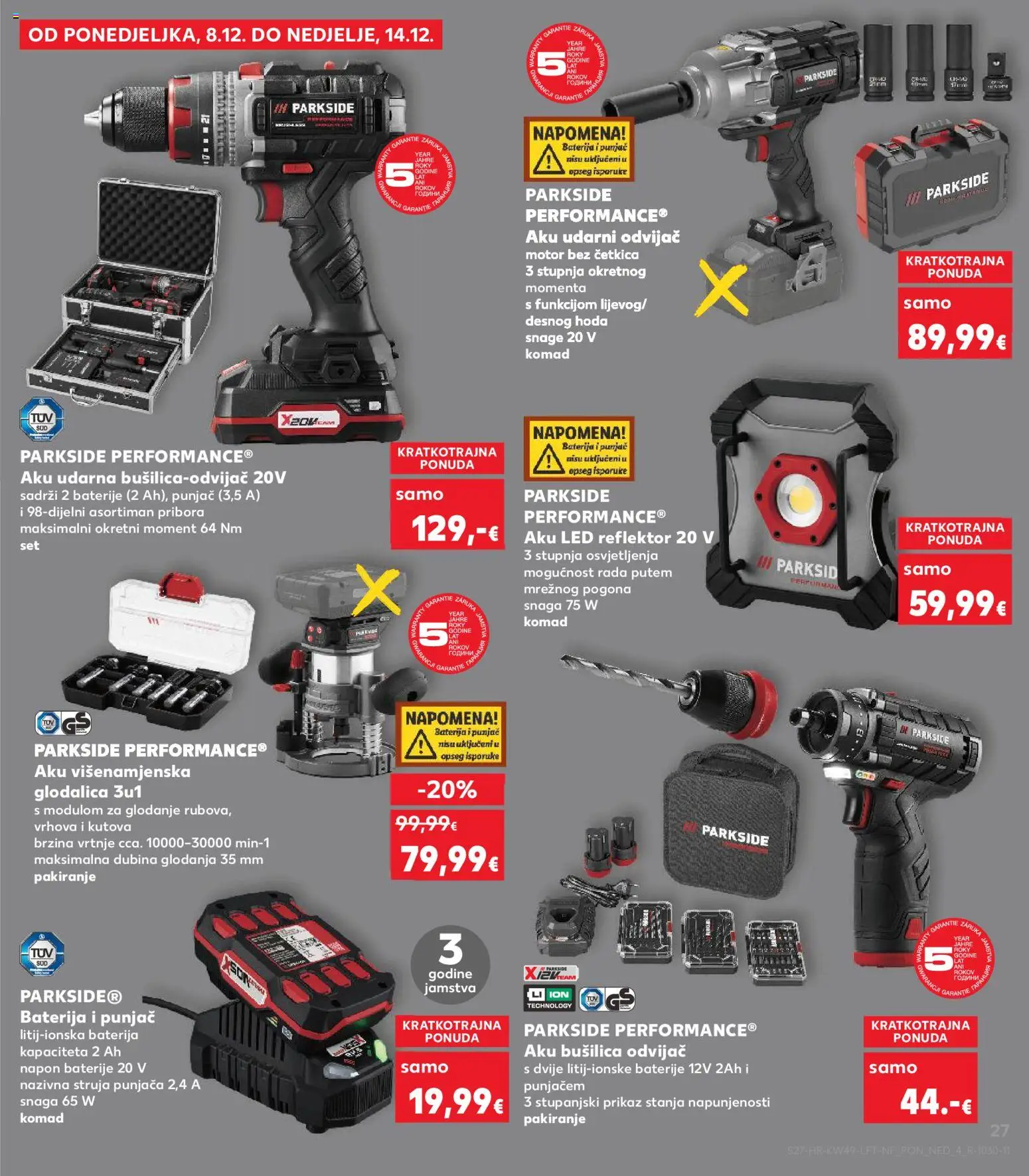 Kaufland katalog | vrijedi od 03.12.2025 | Stranica: 27 | Proizvodi: Aku bušilica, Glodalica, Odvijač, Parkside