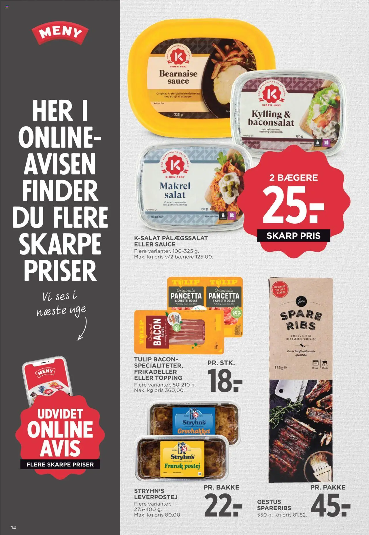 Meny Tilbudsavis gyldig fra 08.08.2025 | Side: 16 | Produkter: Champignon, Spareribs, Makrel, Frikadeller