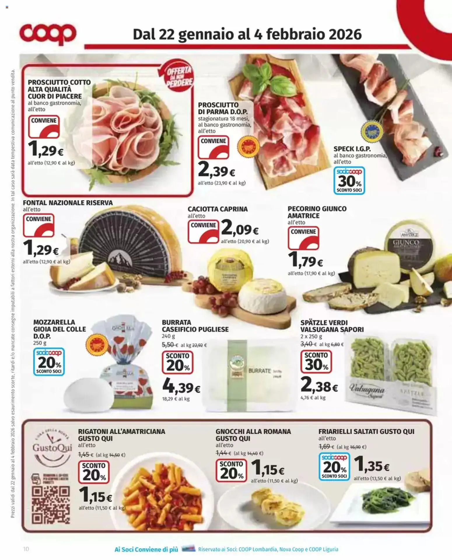 Volantino COOP del 22.01.2026 | Pagina: 10 | Prodotti: Spatzle, Mozzarella, Data, Pecorino