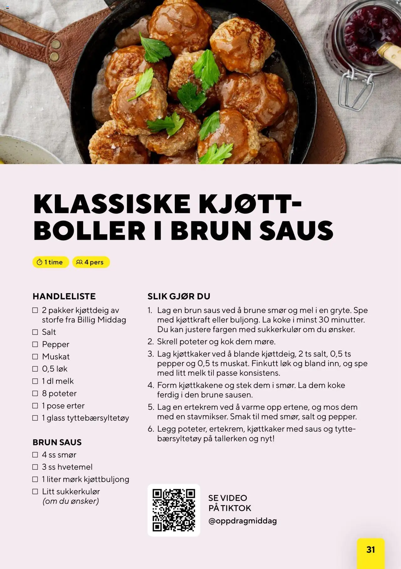 {H1} | Side: 31 | Produkter: Melk, Løk, Kjøttdeig, Saus