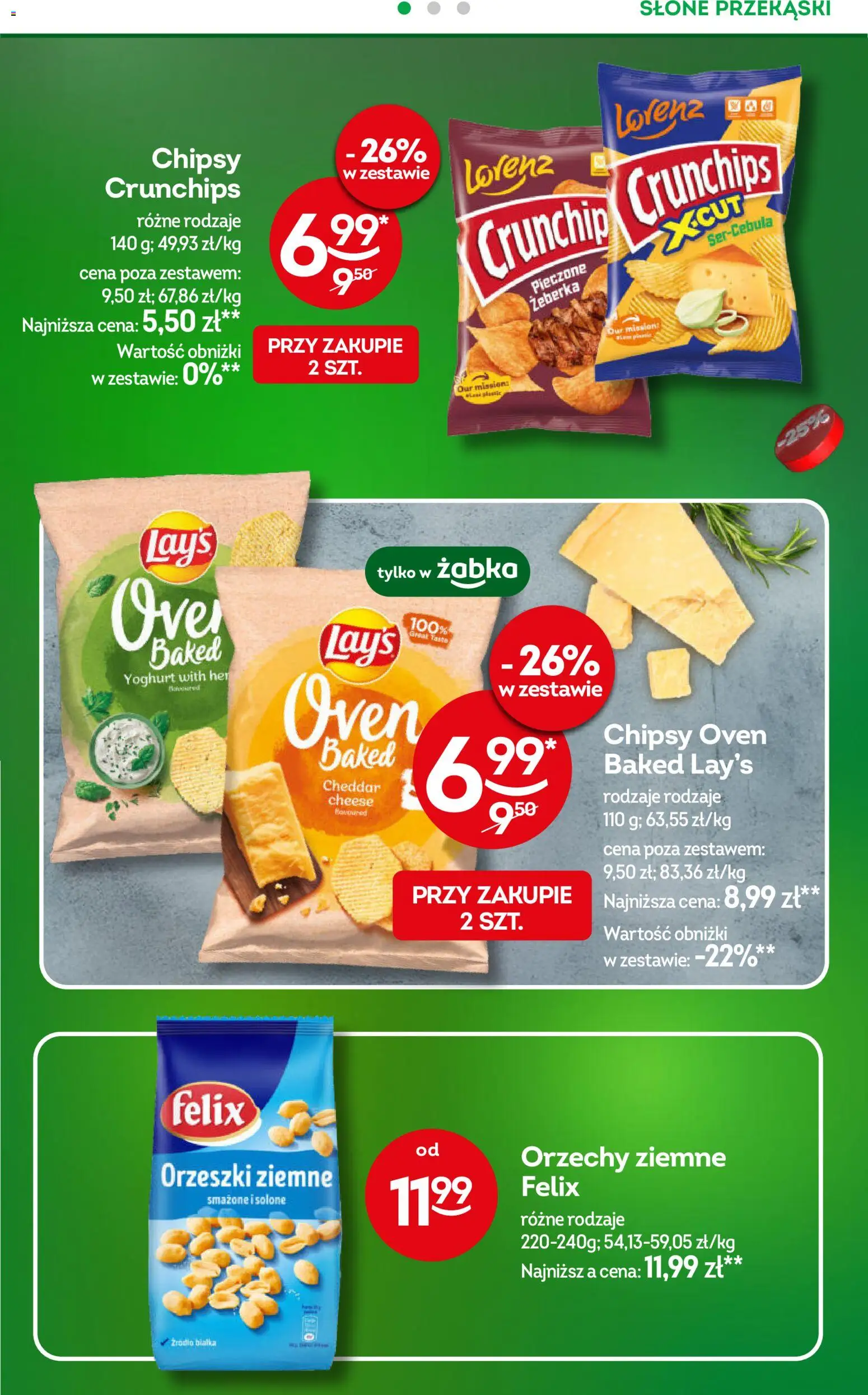 Żabka Gazetka od 22.10.2025 | Strona: 25 | Produkty: Chipsy, Orzeszki ziemne, Orzechy, Cheddar