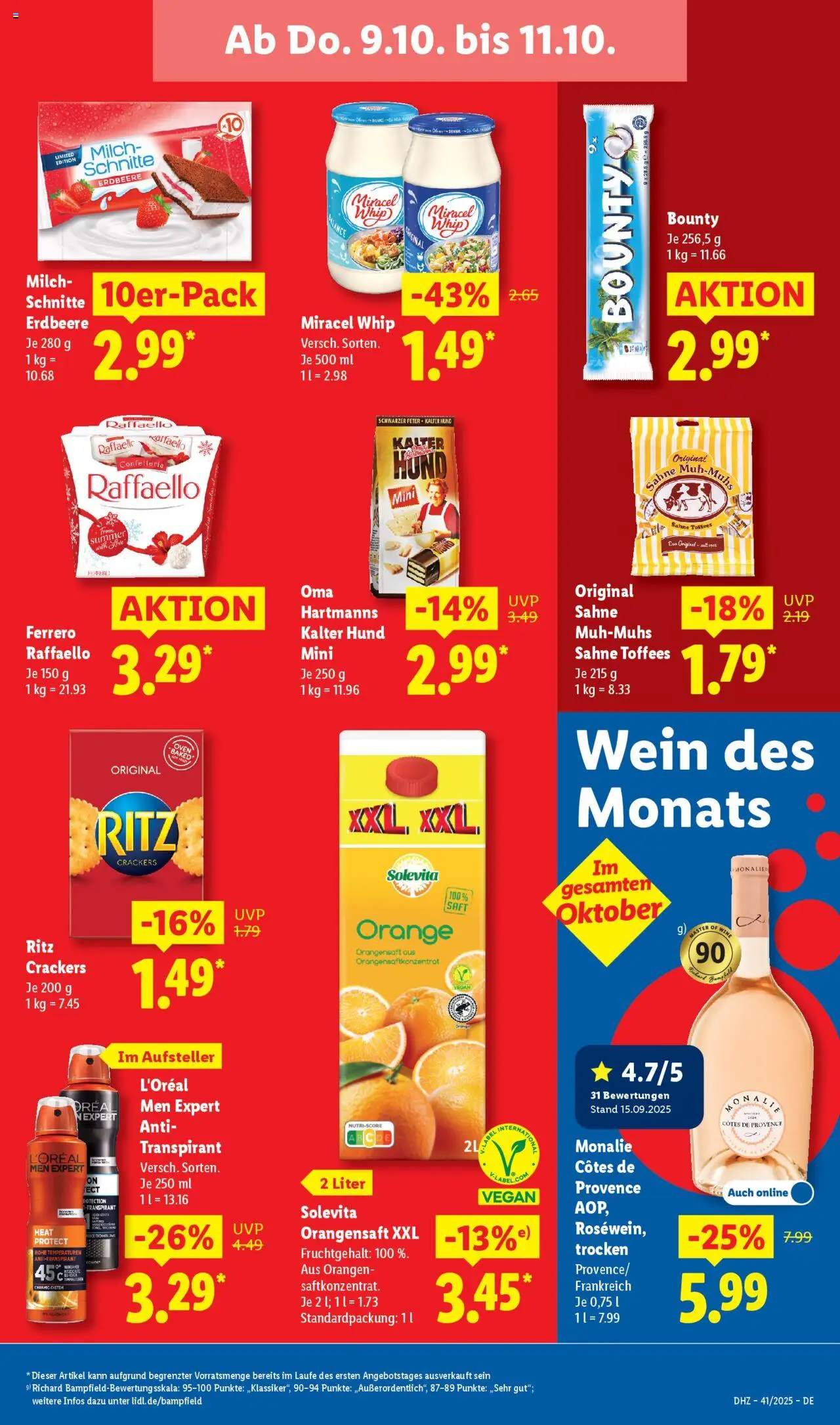 Lidl Prospekt Düsseldorf – gültig ab 06.10.2025 | Seite: 63 | Produkte: Milch, Orangensaft, Antitranspirant, Wein