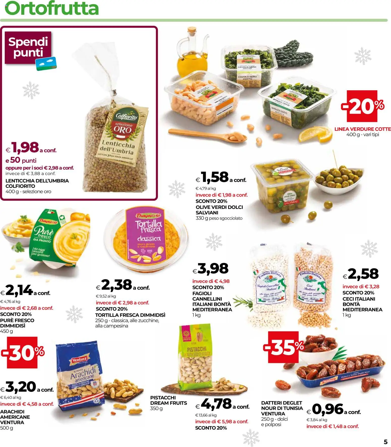 Volantino COOP del 27.12.2025 | Pagina: 5 | Prodotti: Ceci, Olive, Cavolo, Arachidi