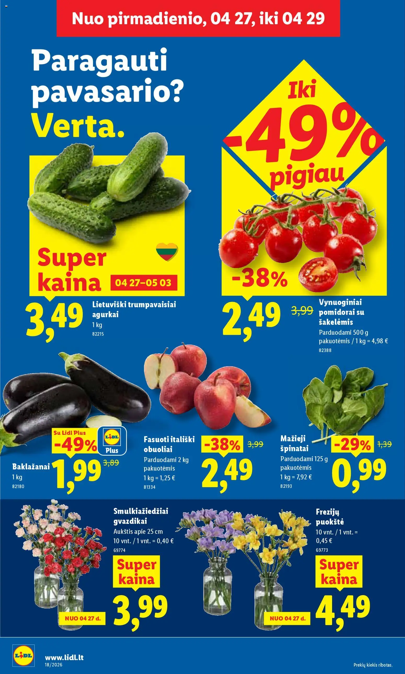 LIDL akcijos nuo 27.04.2026 | Puslapis: 4 | Prekių: Agurkai, Obuoliai, Pomidorai