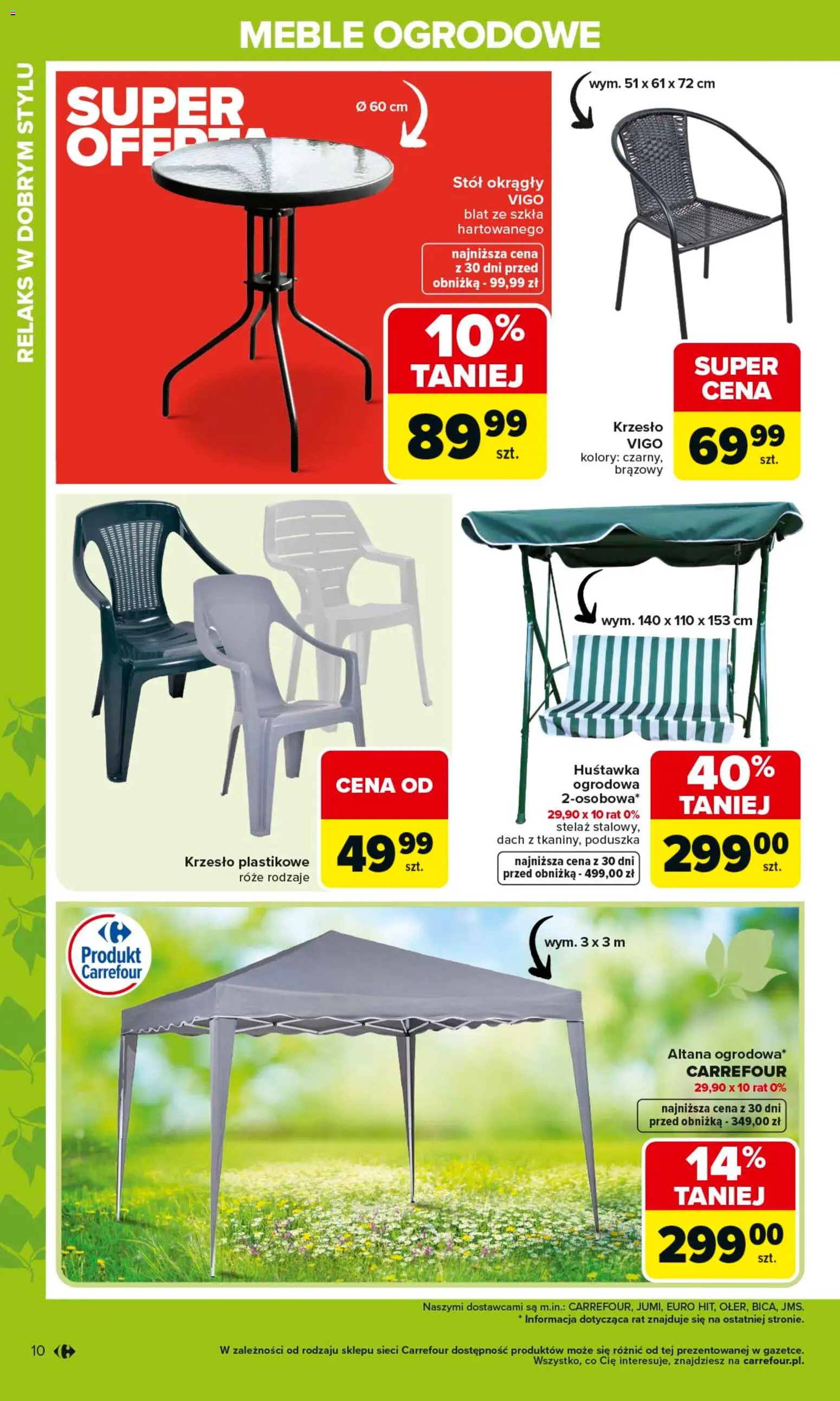 Carrefour gazetka - Gdzie Kwitnie Życie od 07.04.2026 | Strona: 10 | Produkty: Poduszka, Stół, Krzesło, Meble ogrodowe