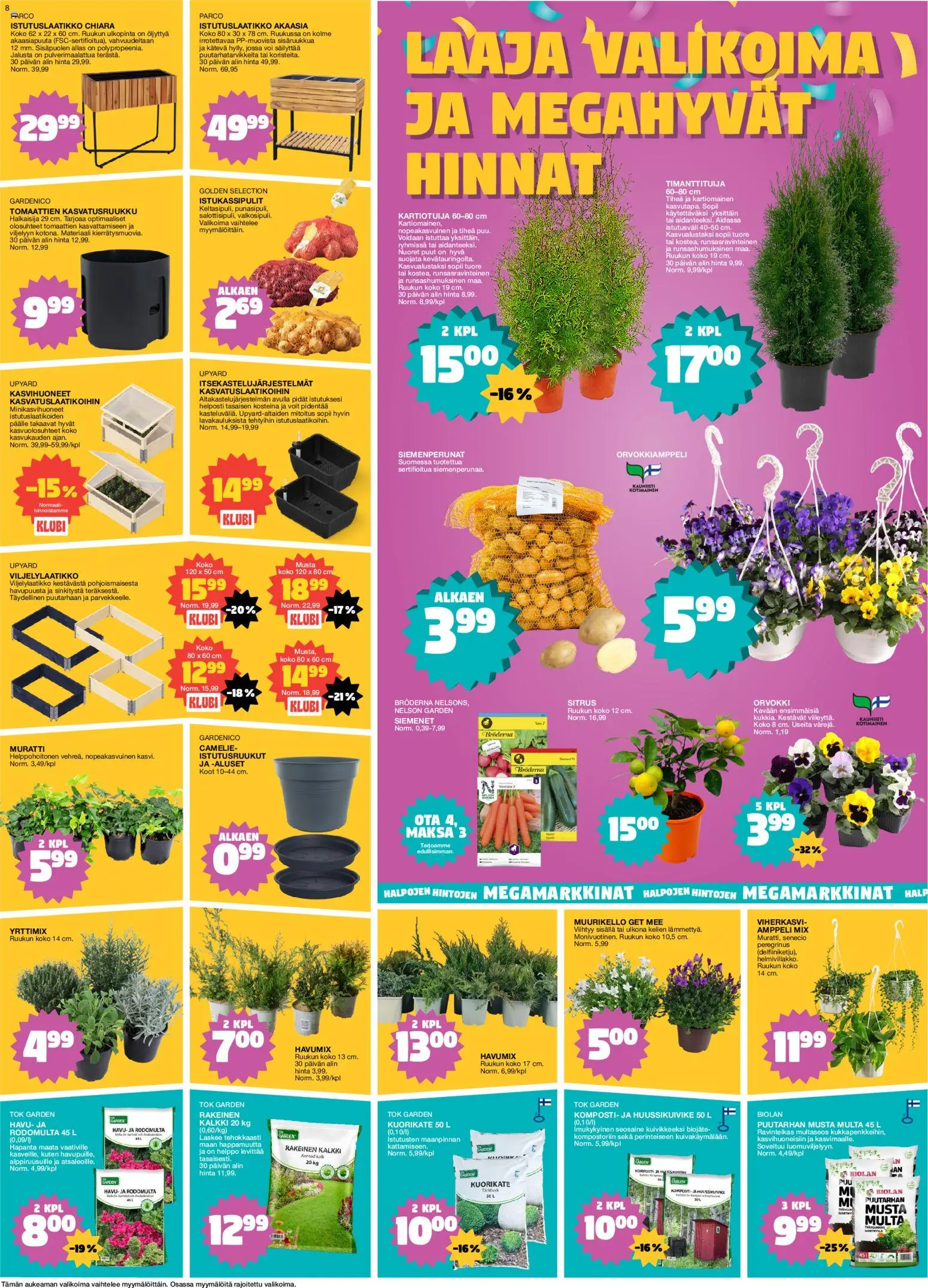 Tokmanni tarjoukset – voimassa 13.04.2026 alkaen | Sivu: 8 | Tuotteet: Jalusta, Siemenet, Komposti, Voi