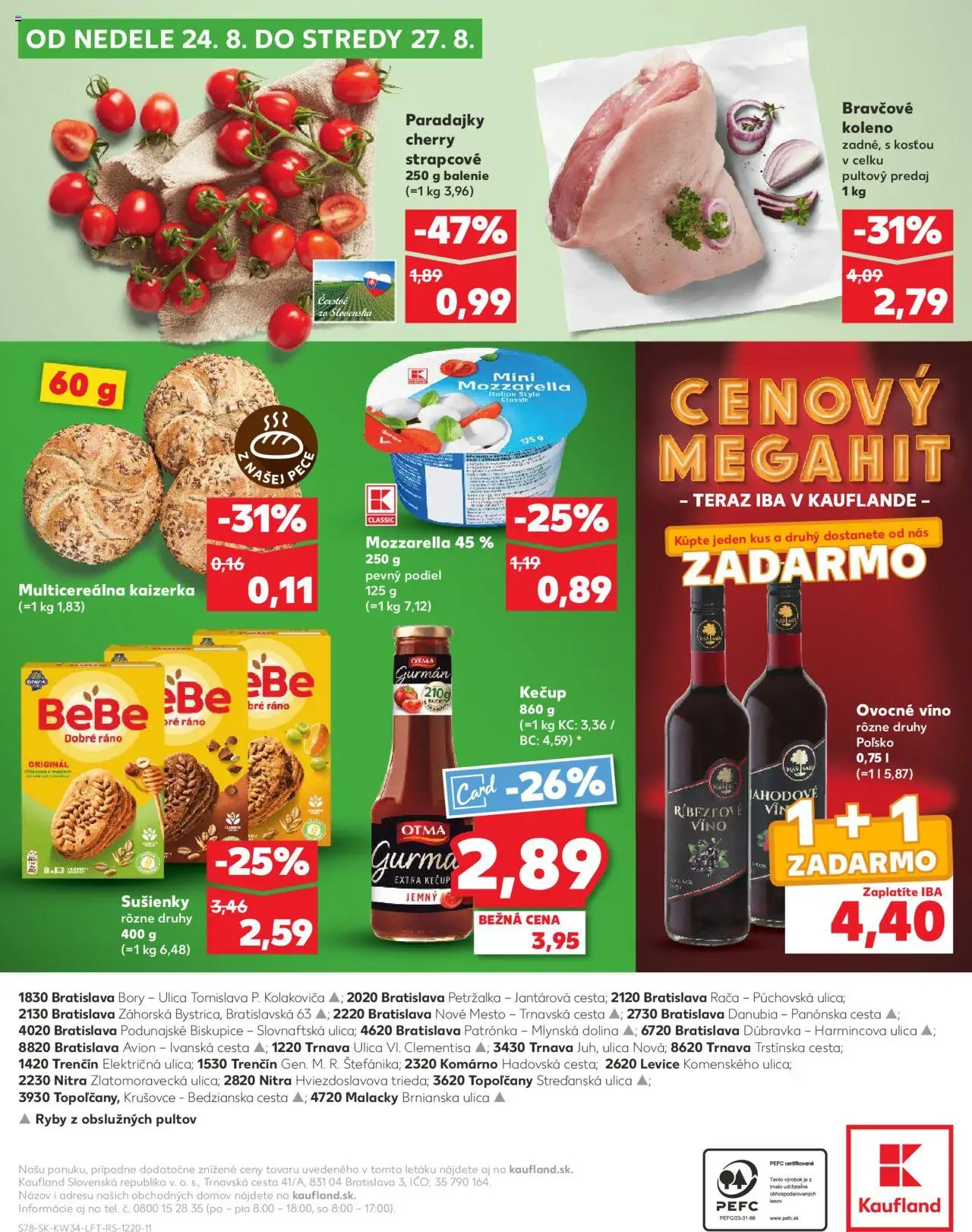 Kaufland Bratislava-Avion │ platný od 21.08.2025 | Strana: 78 | Produkty: Víno, Ryby, Mozzarella, Bravčové koleno
