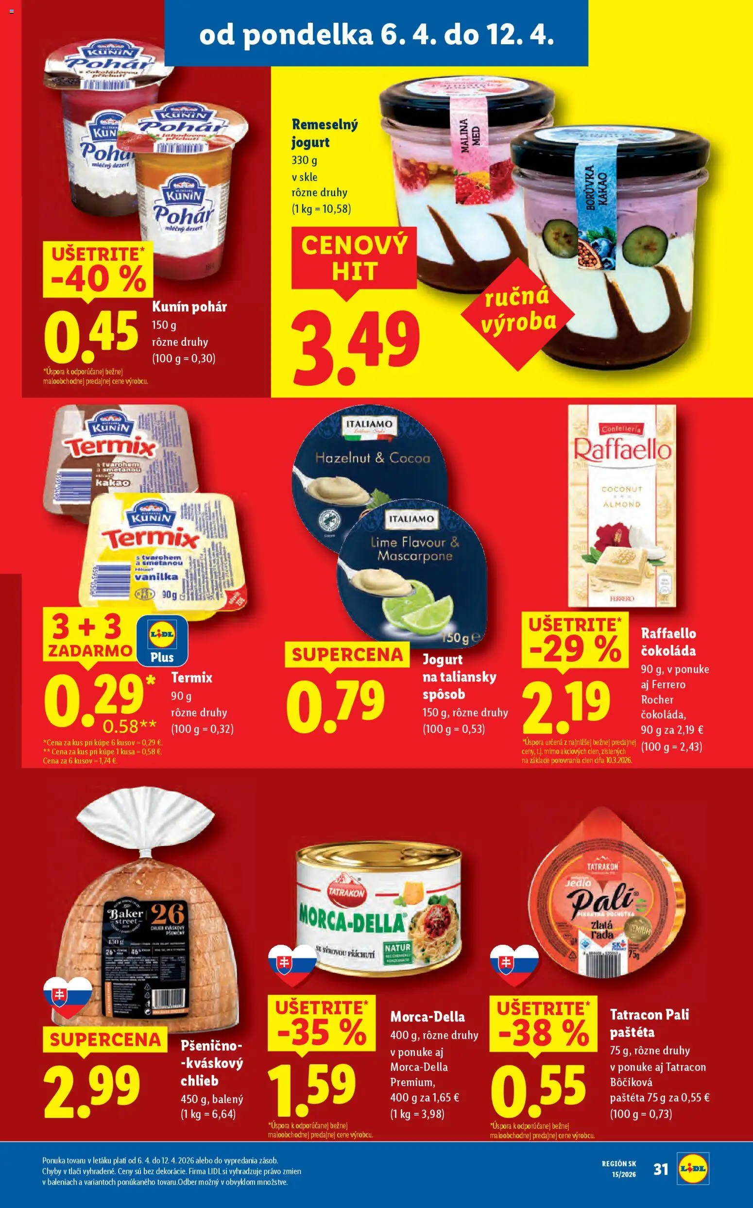 Nové Lidl akcie – leták je platný od 06.04.2026 | Strana: 33 | Produkty: Chlieb, Čokoláda, Mascarpone, Kakao