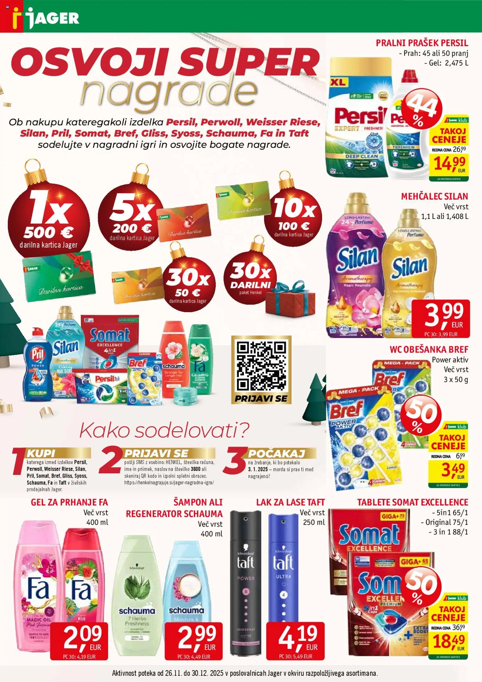 Novi Jager katalog ponudbe – veljaven od 26.11.2025 | Stran: 16 | Izdelki: Gel za prhanje, Prašek, Sampon, Lak za lase