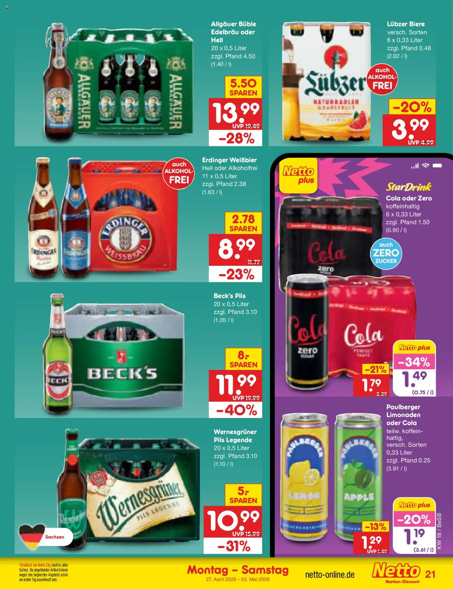 Netto Marken-Discount Prospekt 	 – gültig ab 27.04.2026 | Seite: 25 | Produkte: Weißbier, Pils, Zucker, Lubzer