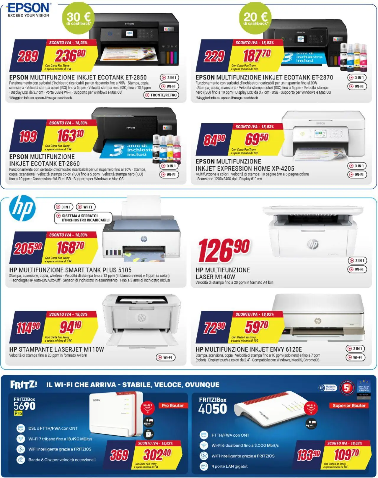 Volantino Trony del 02.10.2025 | Pagina: 17 | Prodotti: Router, Stampante, USB, Fan