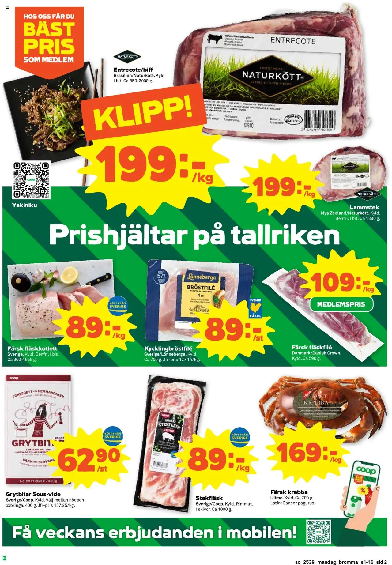 Stora Coop reklamblad aktuell från 22.09.2025 | Sida: 2 | Produkter: Entrecote