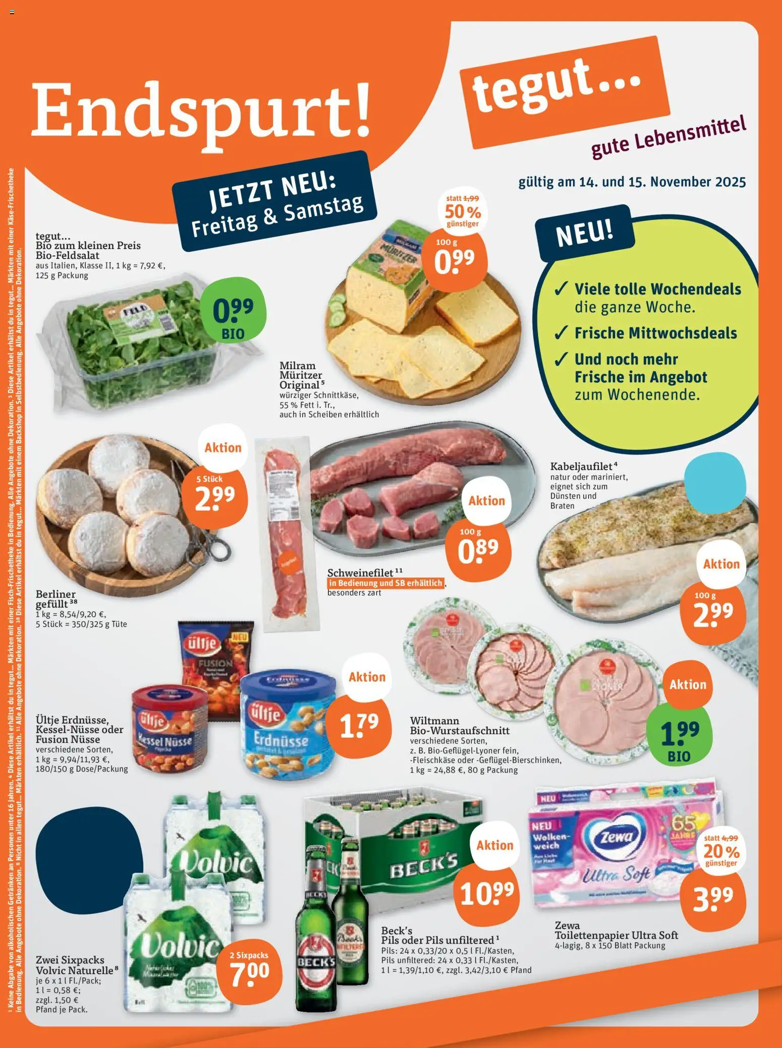 Tegut Prospekt – gültig ab 10.11.2025 | Seite: 1 | Produkte: Berliner, Pils, Milram, Toilettenpapier