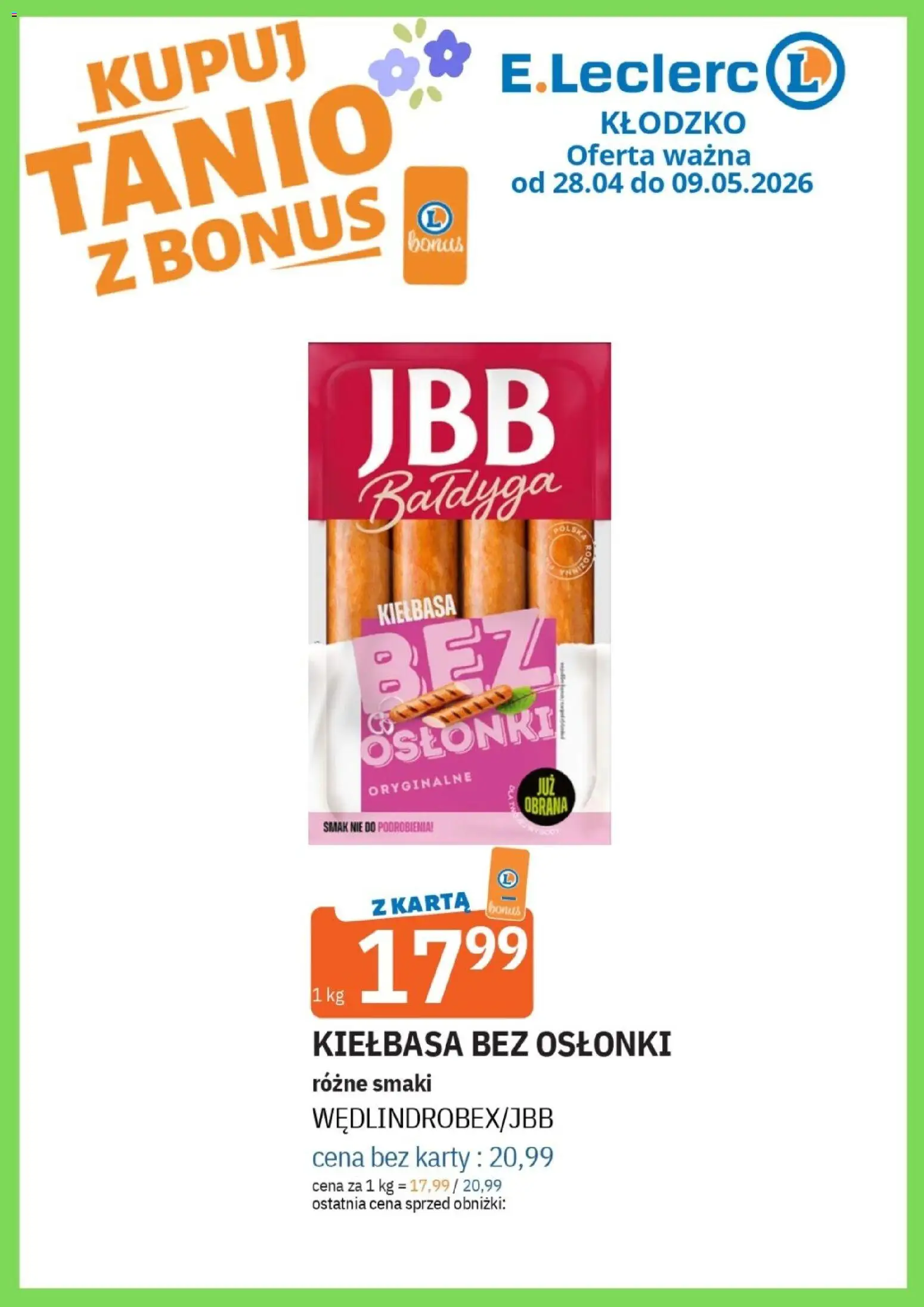 E.Leclerc gazetka - Kłodzko od 28.04.2026 | Strona: 2 | Produkty: Kiełbasa, Karta