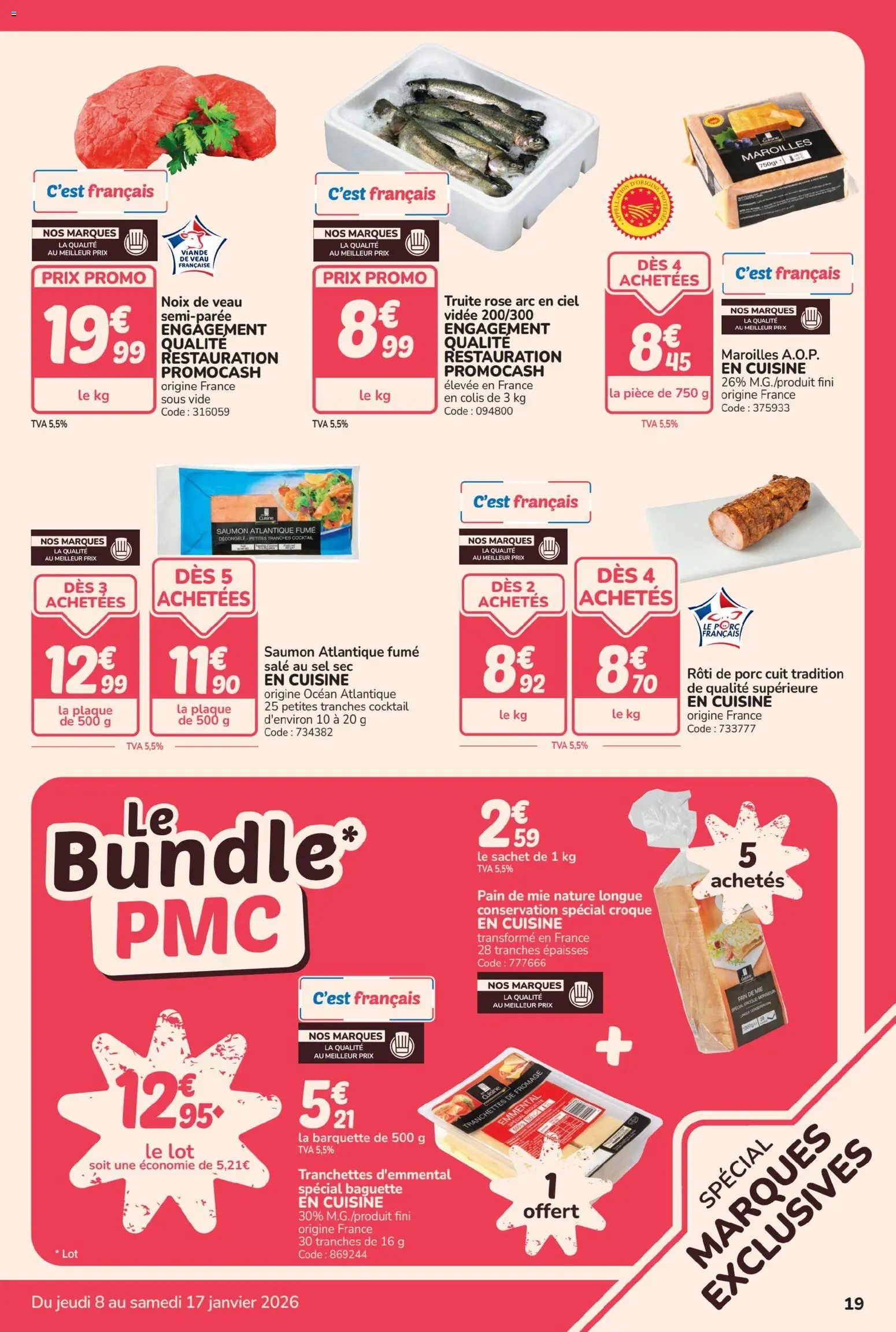 {H1} | Page: 19 | Produits: Fromage, Pain, Porc, Saumon