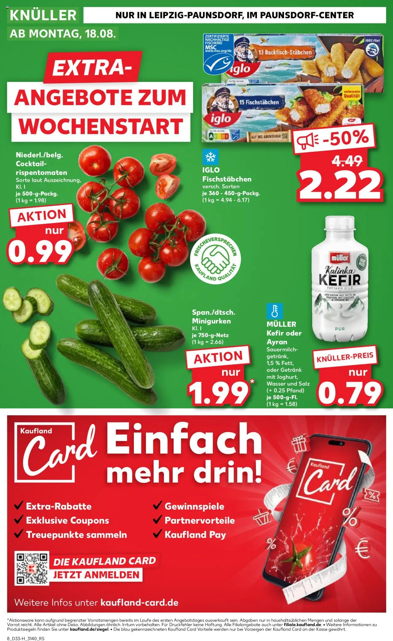Kaufland prospekt Leipzig	 - gültig ab dem 14.08.2025 | Seite: 8 | Produkte: Kefir, Iglo, Fischstabchen, Salz