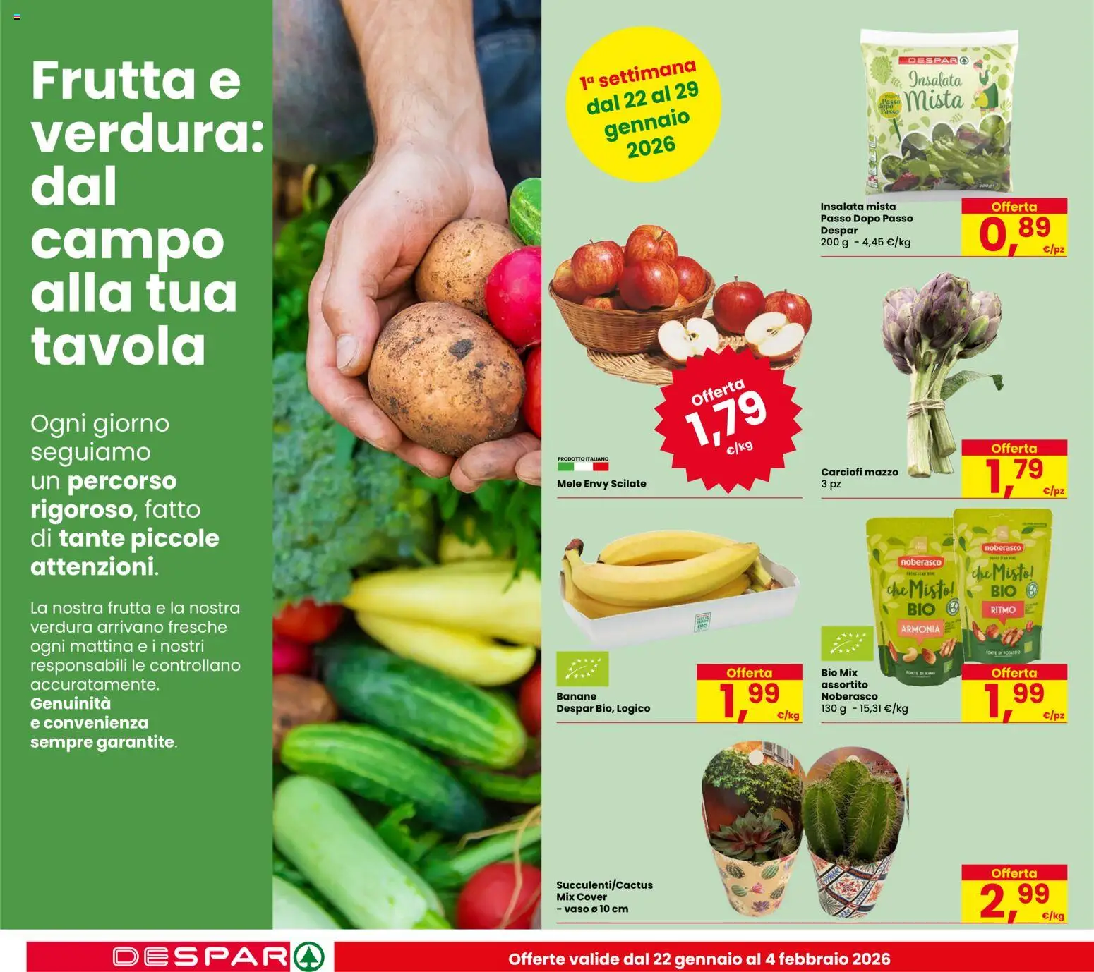 Volantino Despar del 22.01.2026 | Pagina: 8 | Prodotti: Mele, Frutta, Carciofi, Vaso
