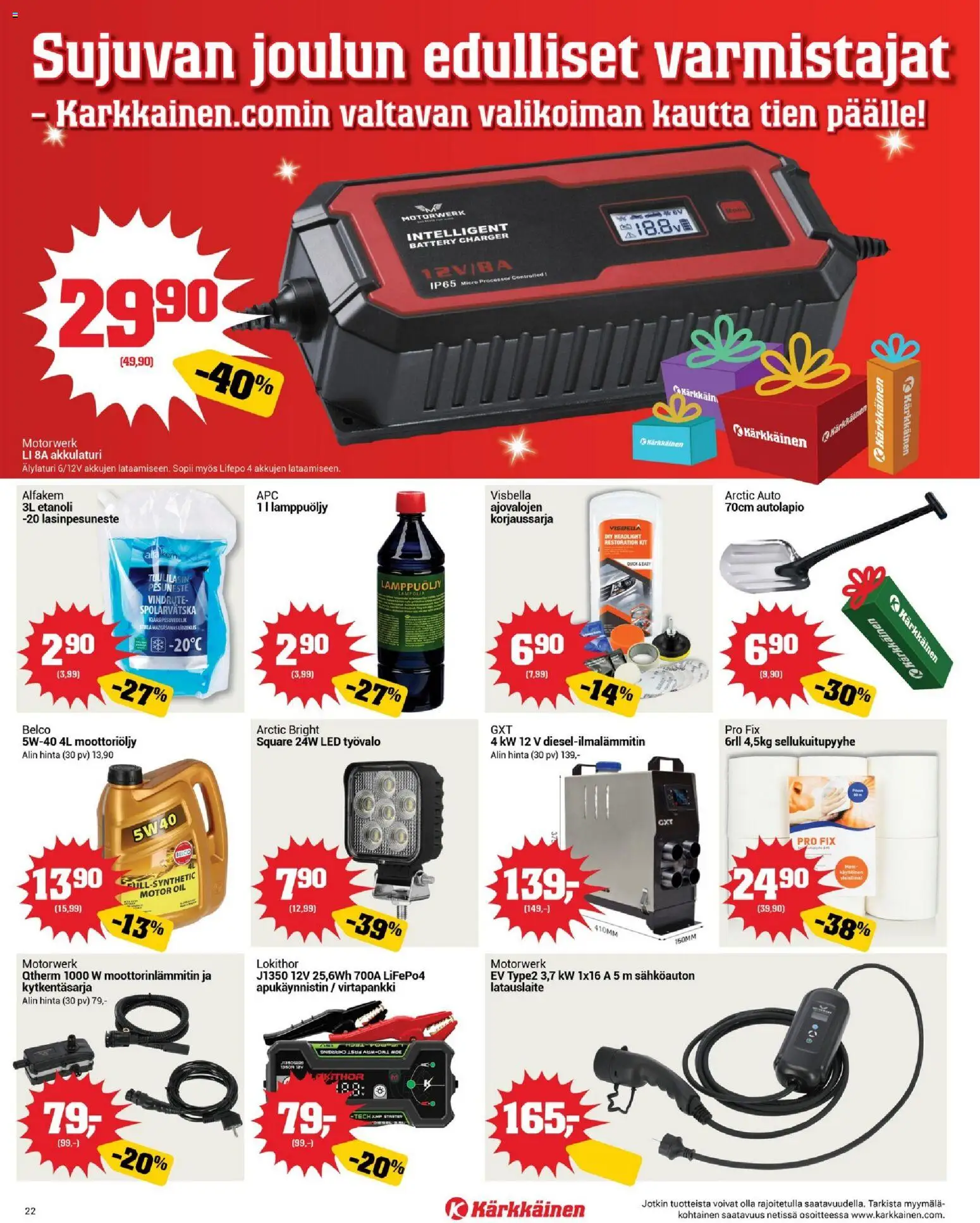 Kärkkäinen tarjoukset – voimassa 03.11.2025 alkaen | Sivu: 22 | Tuotteet: Moottoriöljy, Pesuneste, TV, Lasinpesuneste