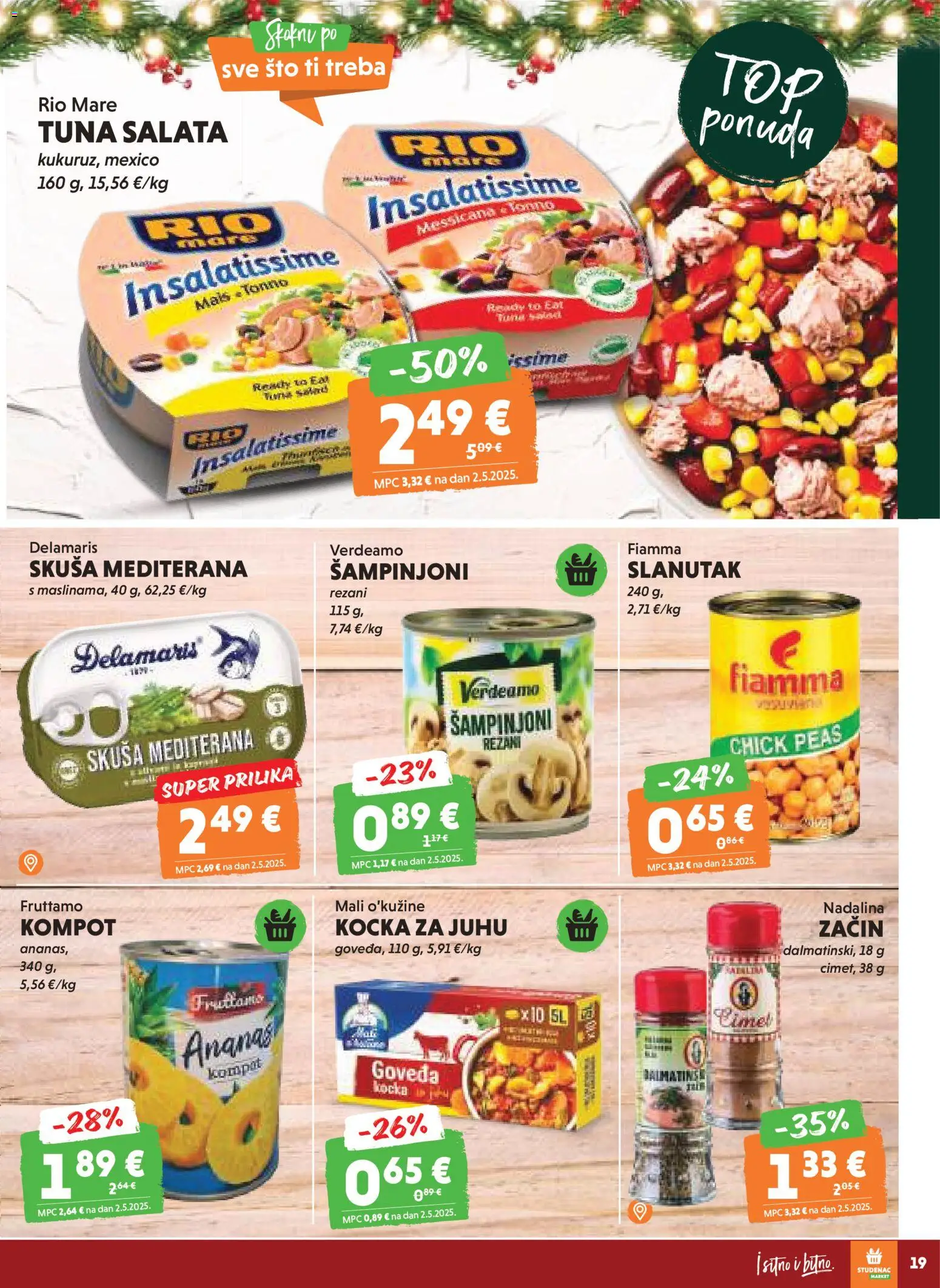 Studenac katalog | vrijedi od 02.01.2026 | Stranica: 19 | Proizvodi: Rio Mare, Salata, Skuša, Slanutak
