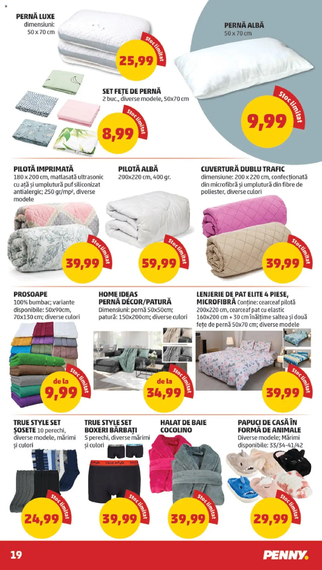 Noul catalog PENNY – valabil de la 08.10.2025 | Pagină: 19 | Produse: Saltea, Șosete, Halat de baie, Papuci