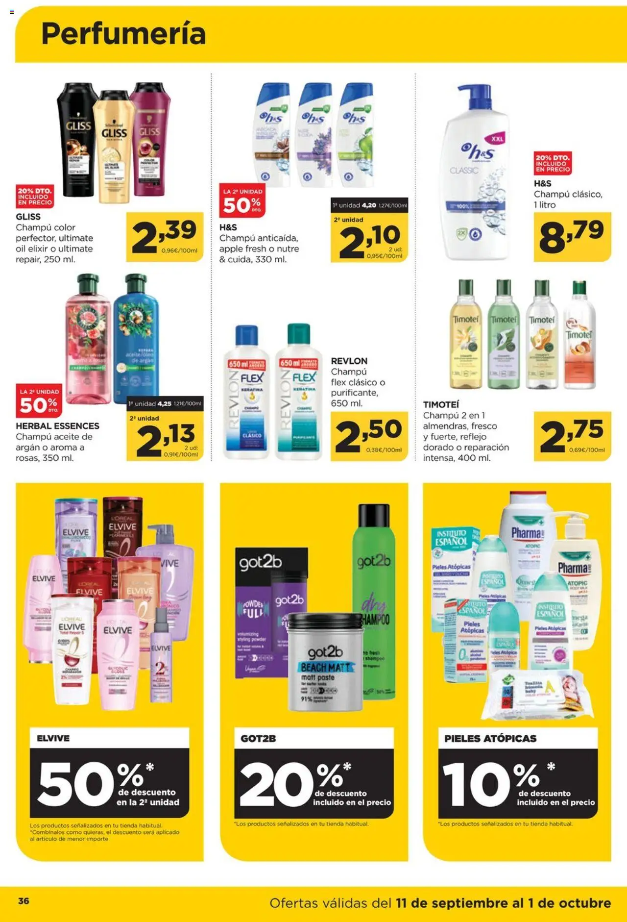 Alimerka folleto Asturias │ válido desde el 11.09.2025 | Página: 36 | Productos: Champú, Aceite, Apple