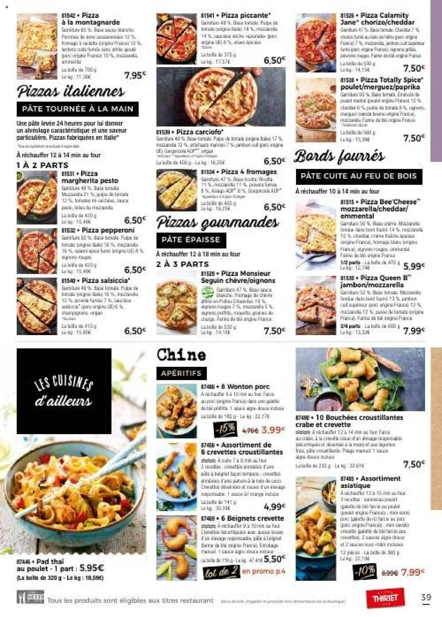 {H1} | Page: 39 | Produits: Crevette, Pesto, Pizza, Crabe