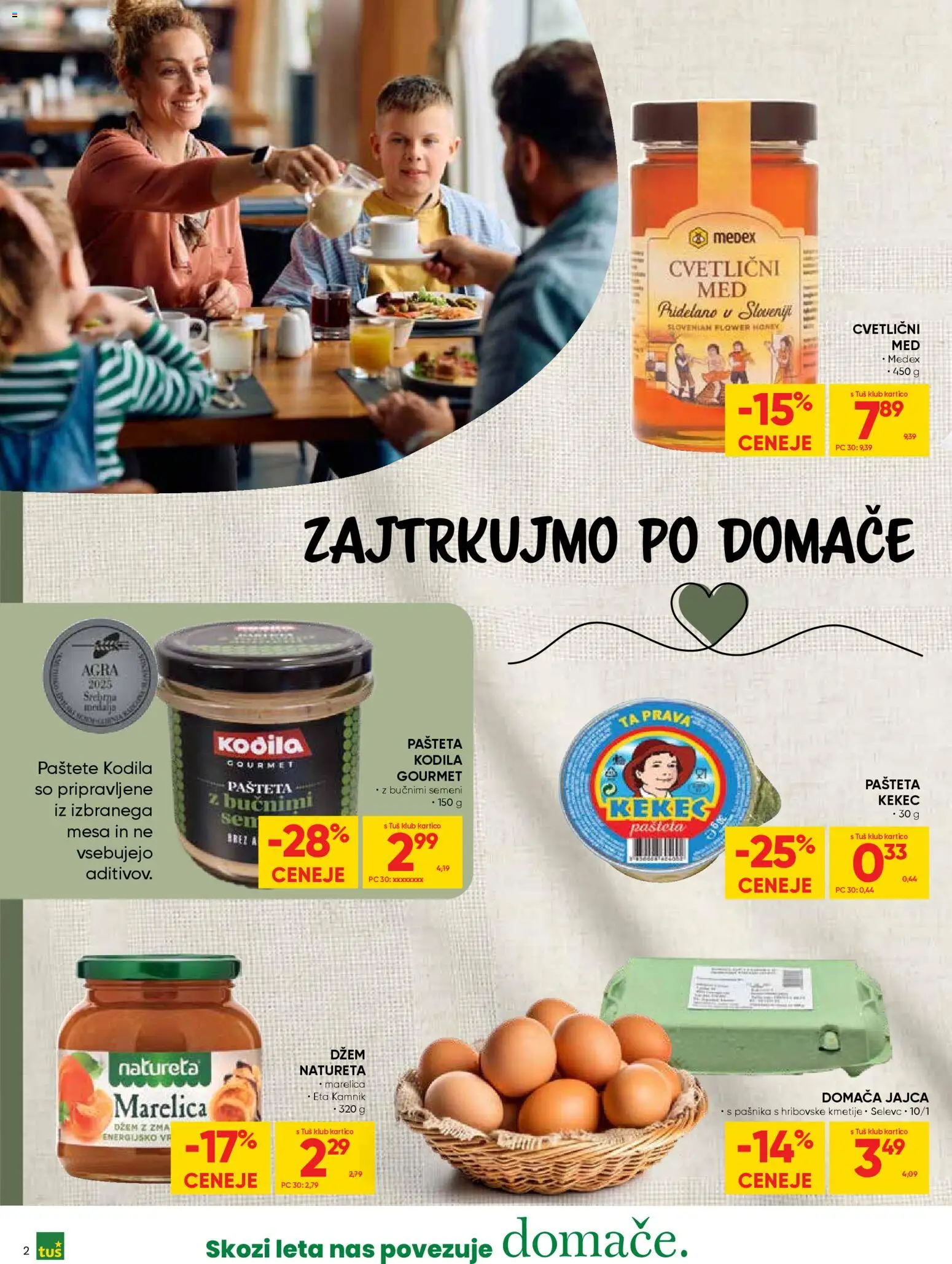 Novi Tuš katalog ponudbe – veljaven od 19.11.2025 | Stran: 2 | Izdelki: Pašteta, Džem, Jajca