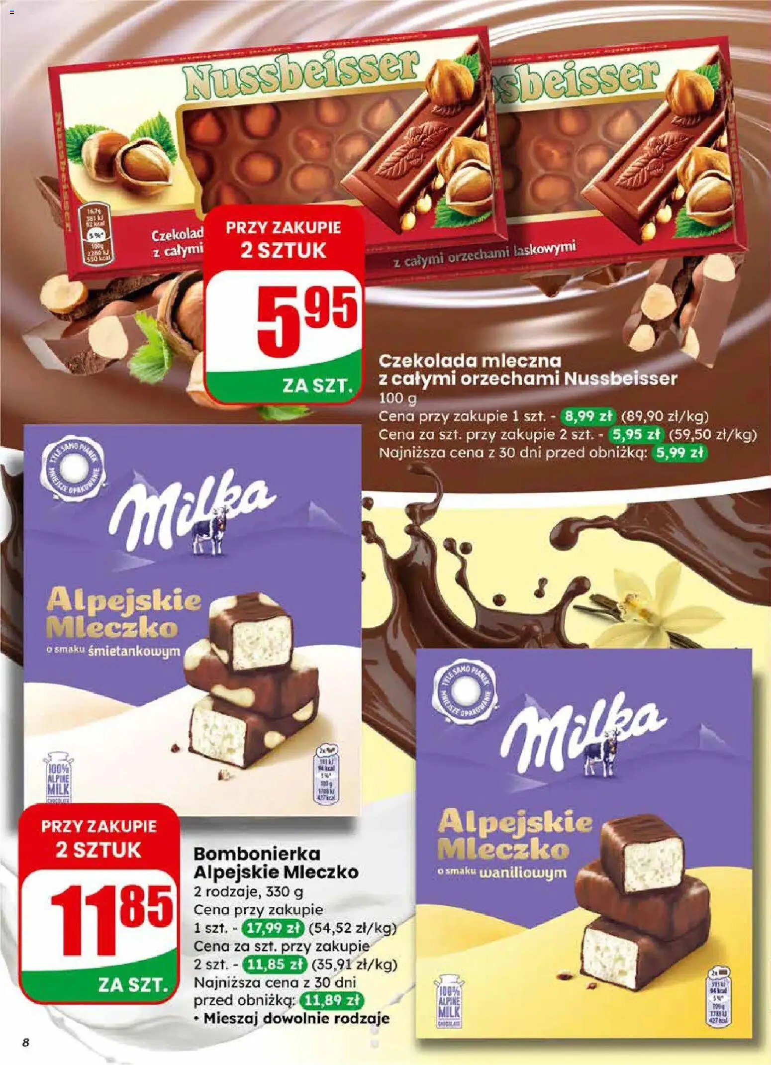 Dino Gazetka od 25.02.2026 | Strona: 8 | Produkty: Czekolada mleczna, Bombonierka, Milka, Czekolada