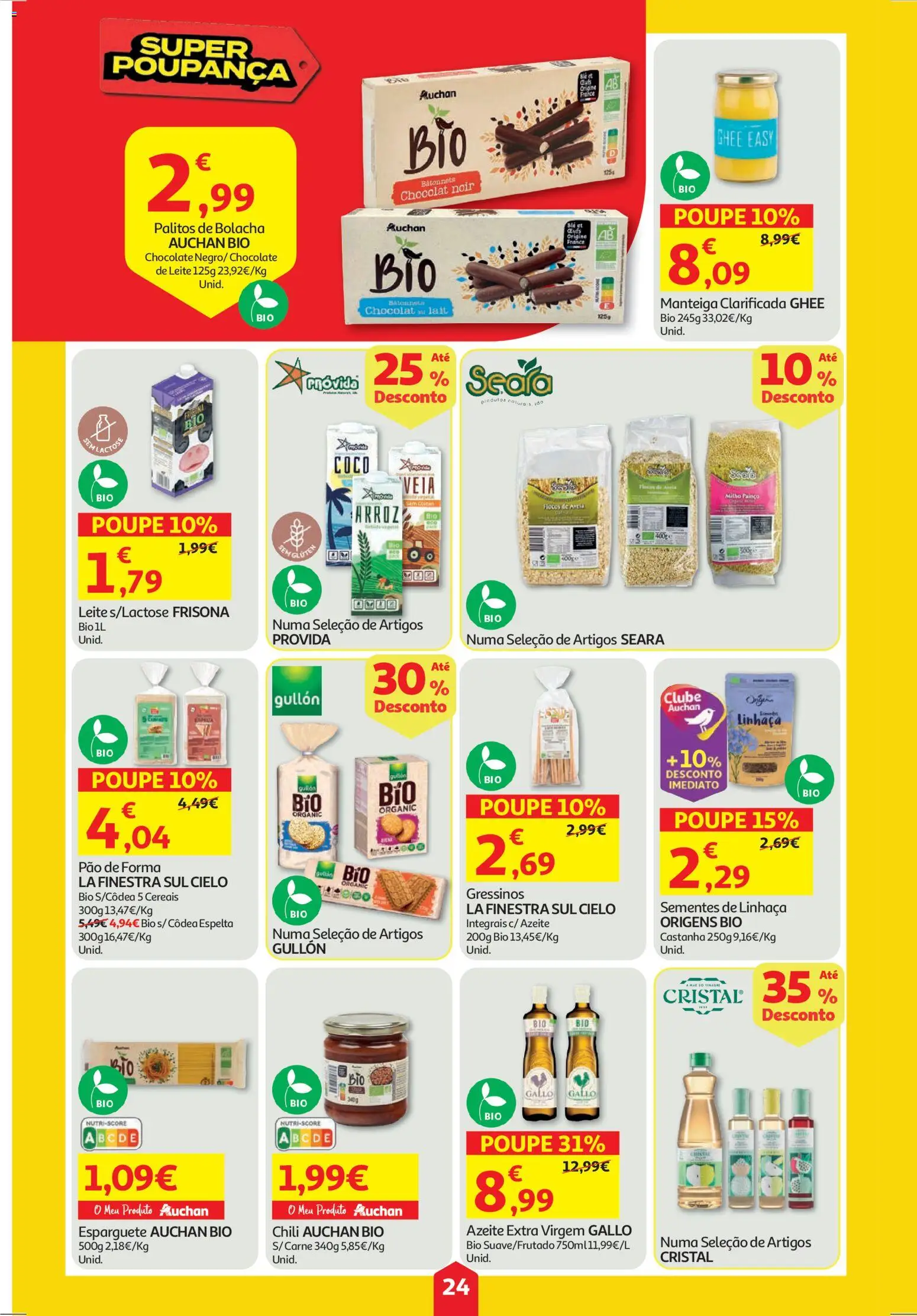 Auchan folheto │ válido de 23.10.2025 | Página: 24 | Produtos: Pão de forma, Esparguete, Chocolate, Carne
