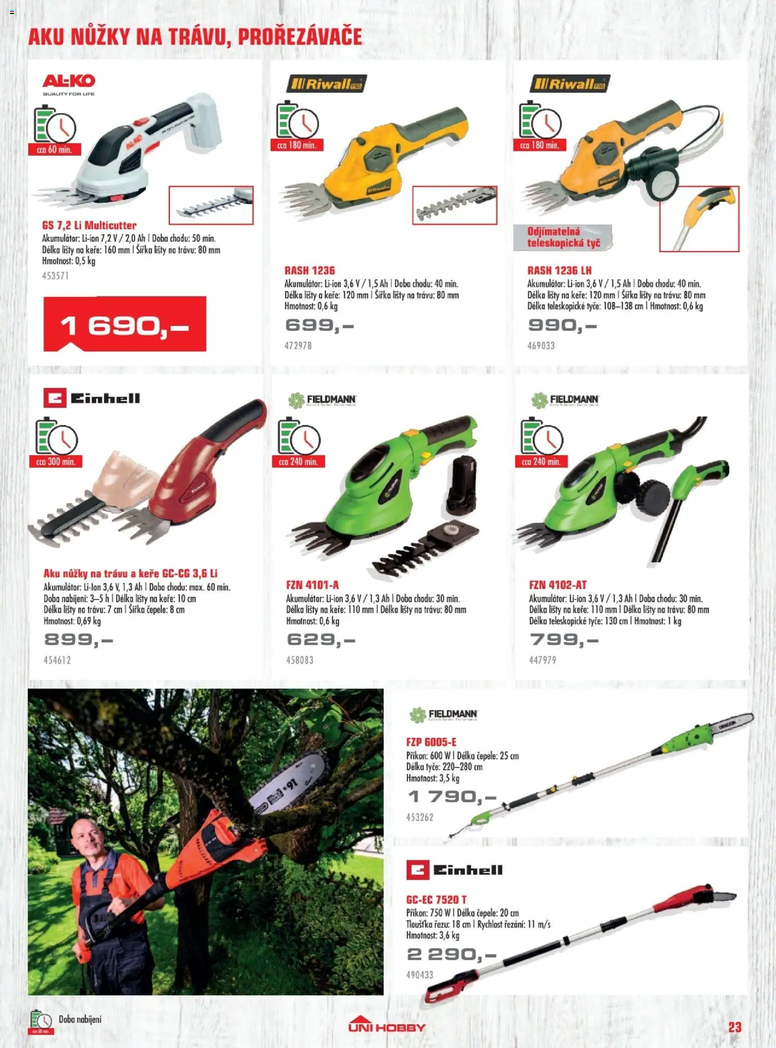 Uni Hobby katalog - Zahradní technika 2026 od 13.03.2026 | Strana: 23 | Produkty: Nůžky, Nůžky na trávu, Aku nůžky