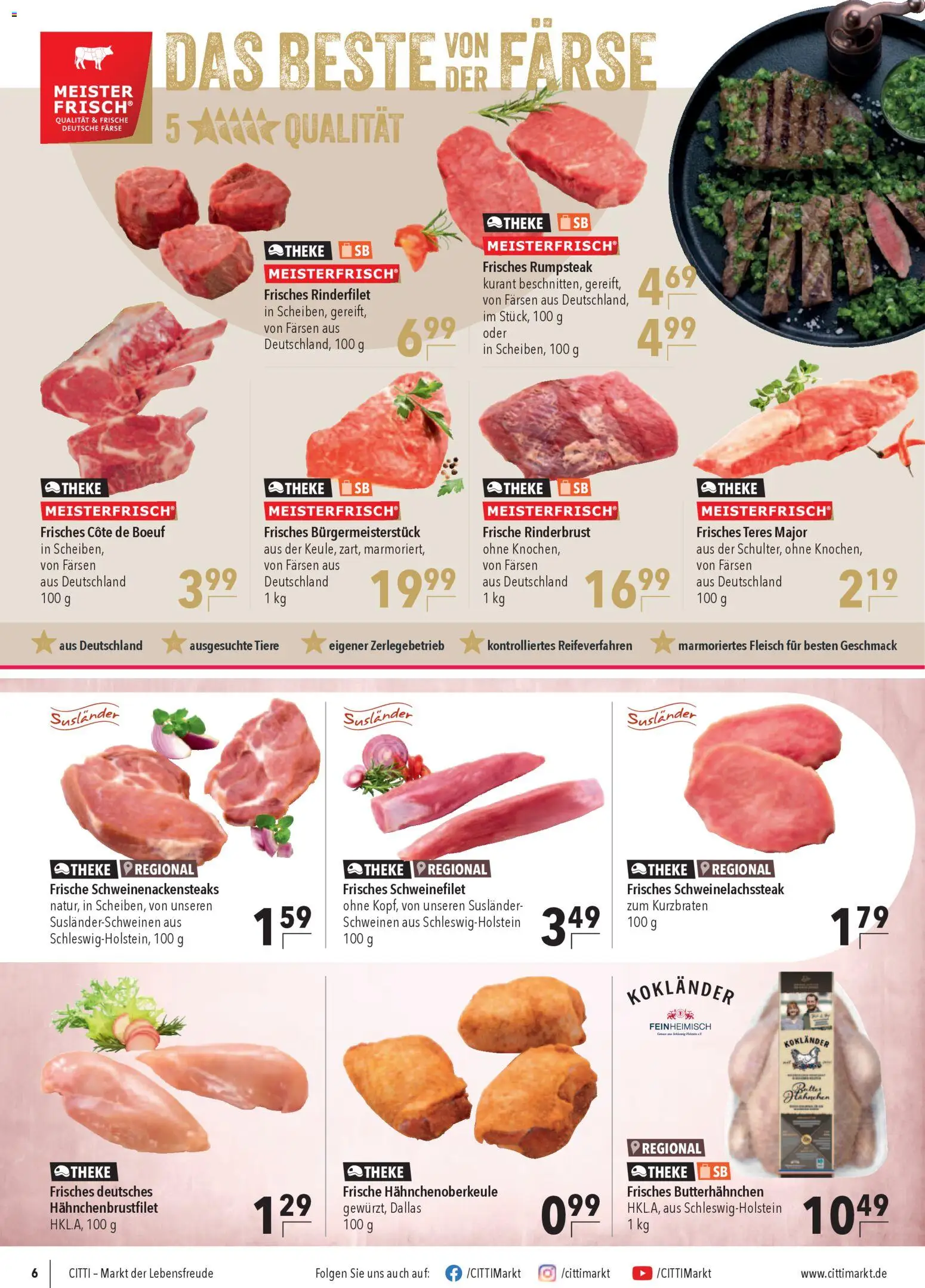 CITTI Markt Prospekt 	 – gültig ab 18.03.2026 | Seite: 6 | Produkte: Rumpsteak, Butter, Theke, Rinderfilet