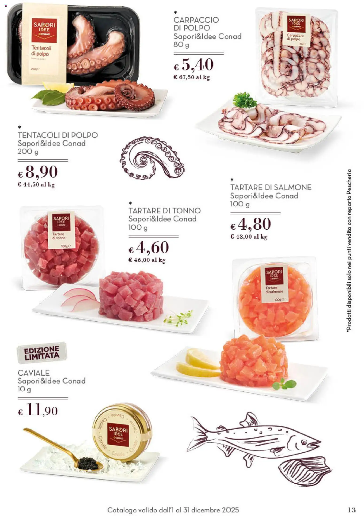 Volantino Conad del 01.12.2025 | Pagina: 13 | Prodotti: Salmone, Polpo, Tonno