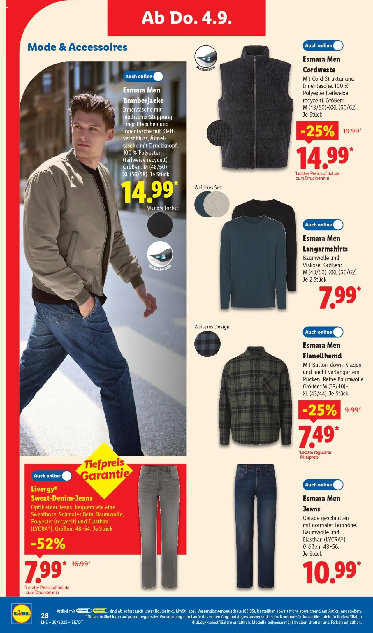 Lidl Exklusive Vorschau Grimma - gültig ab dem 01.09.2025 | Seite: 18 | Produkte: Tasche, Bomberjacke, Jeans