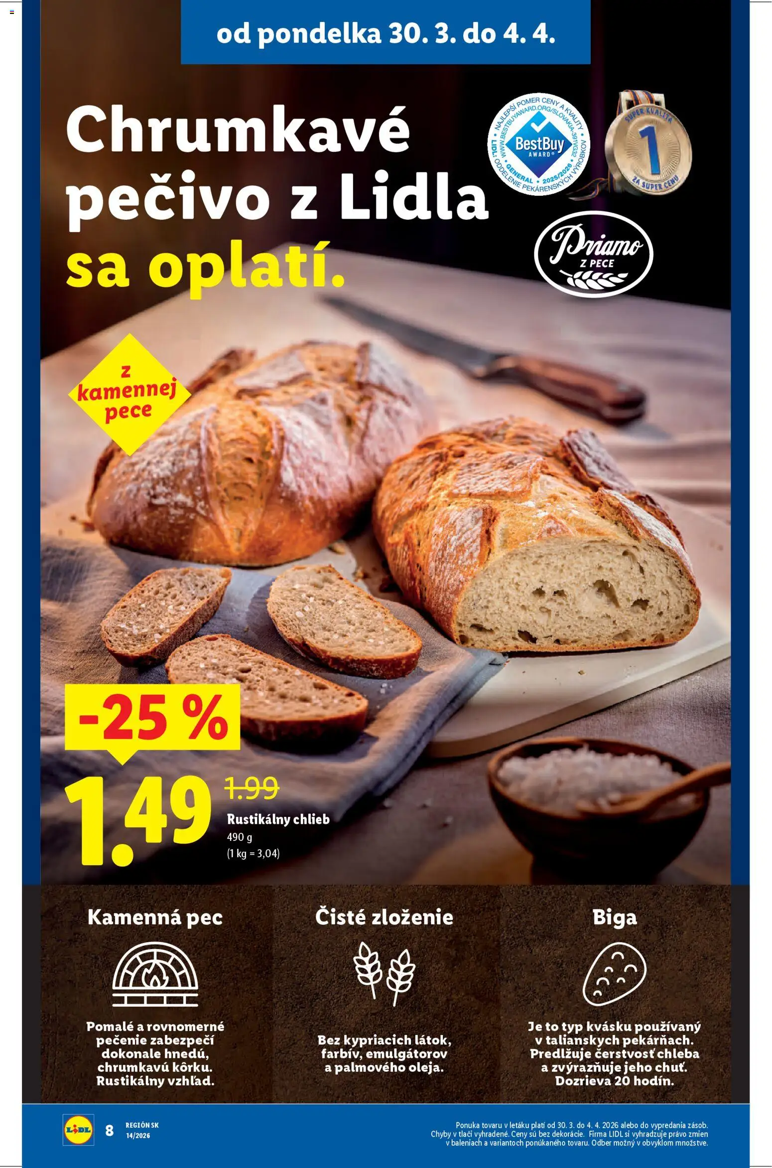 Nové Lidl akcie – leták je platný od 30.03.2026 | Strana: 16 | Produkty: Chlieb, Pec