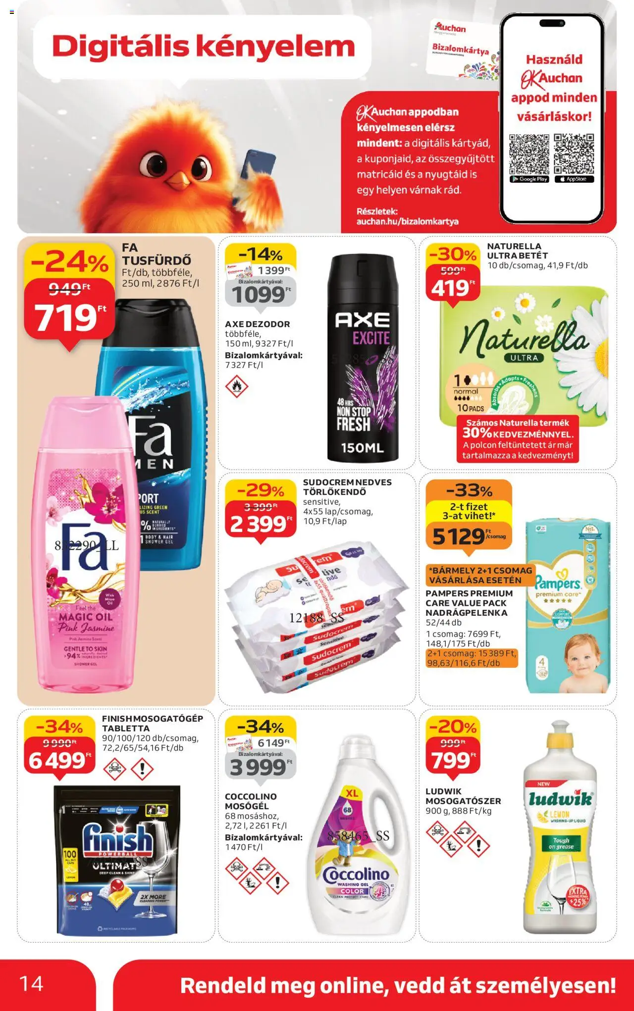 Auchan akciós ujság - amely érvényes a következő dátumtól: 04.09.2025 | Oldal: 14 | Termékek: Body, Törlőkendő, Tusfürdő, Mosogatószer