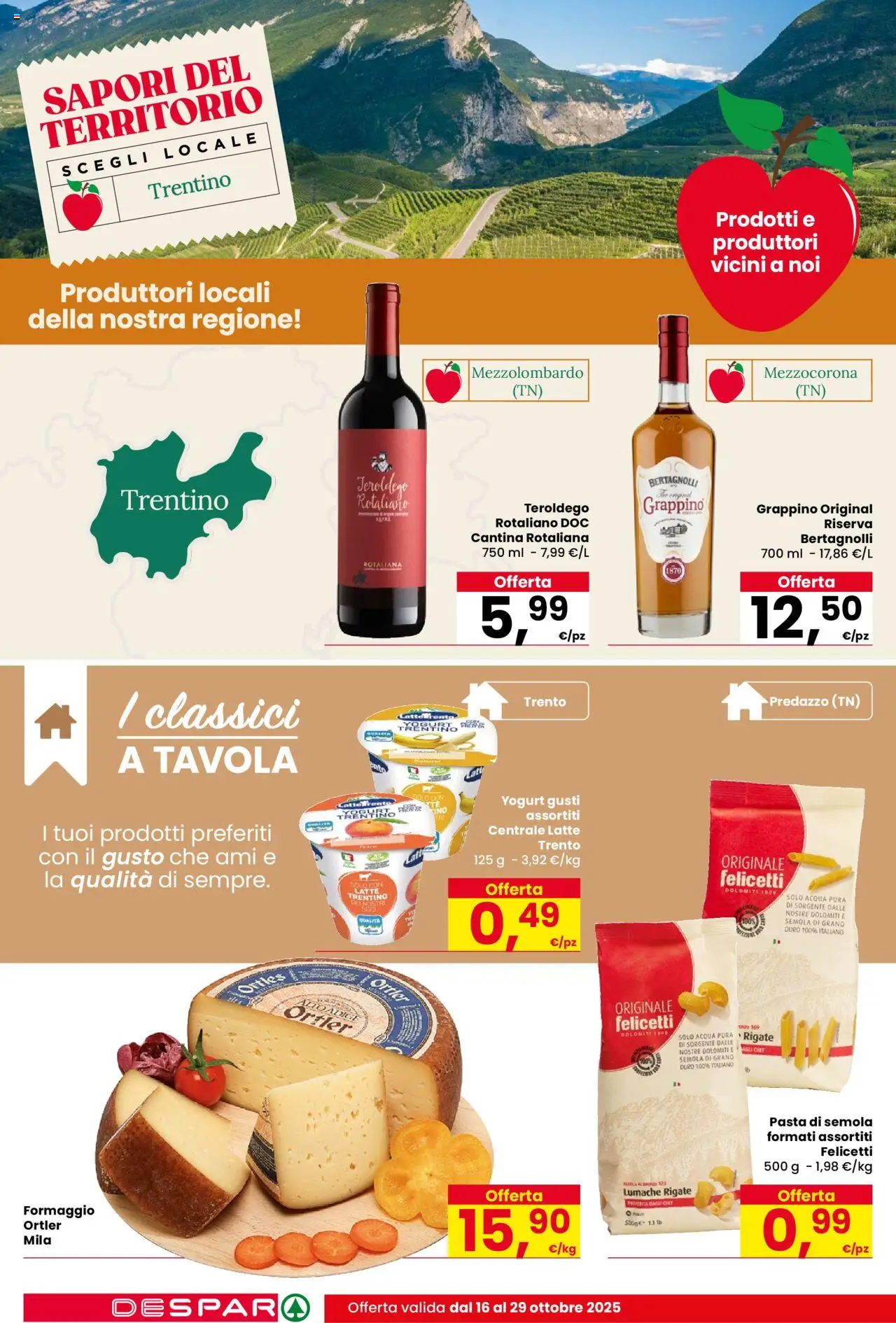 Volantino Despar del 16.10.2025 | Pagina: 12 | Prodotti: Yogurt, Latte, Formaggio, Pasta