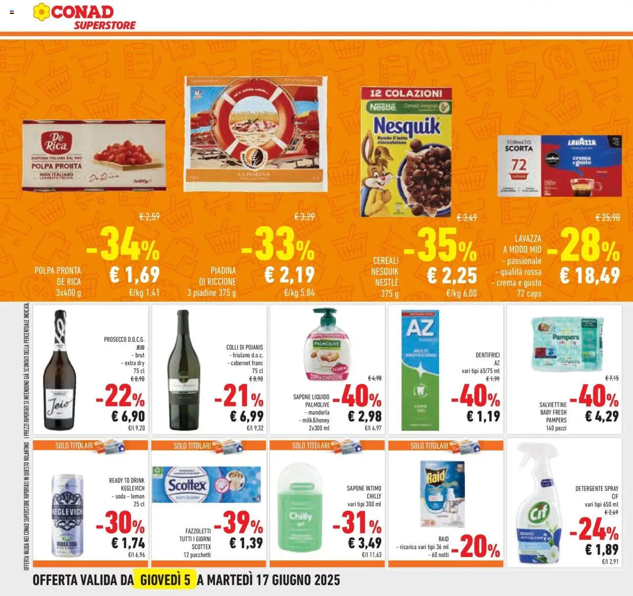 Volantino Conad del 04.06.2025 | Pagina: 30 | Prodotti: Detergente, Latte, Lavazza, Bagno