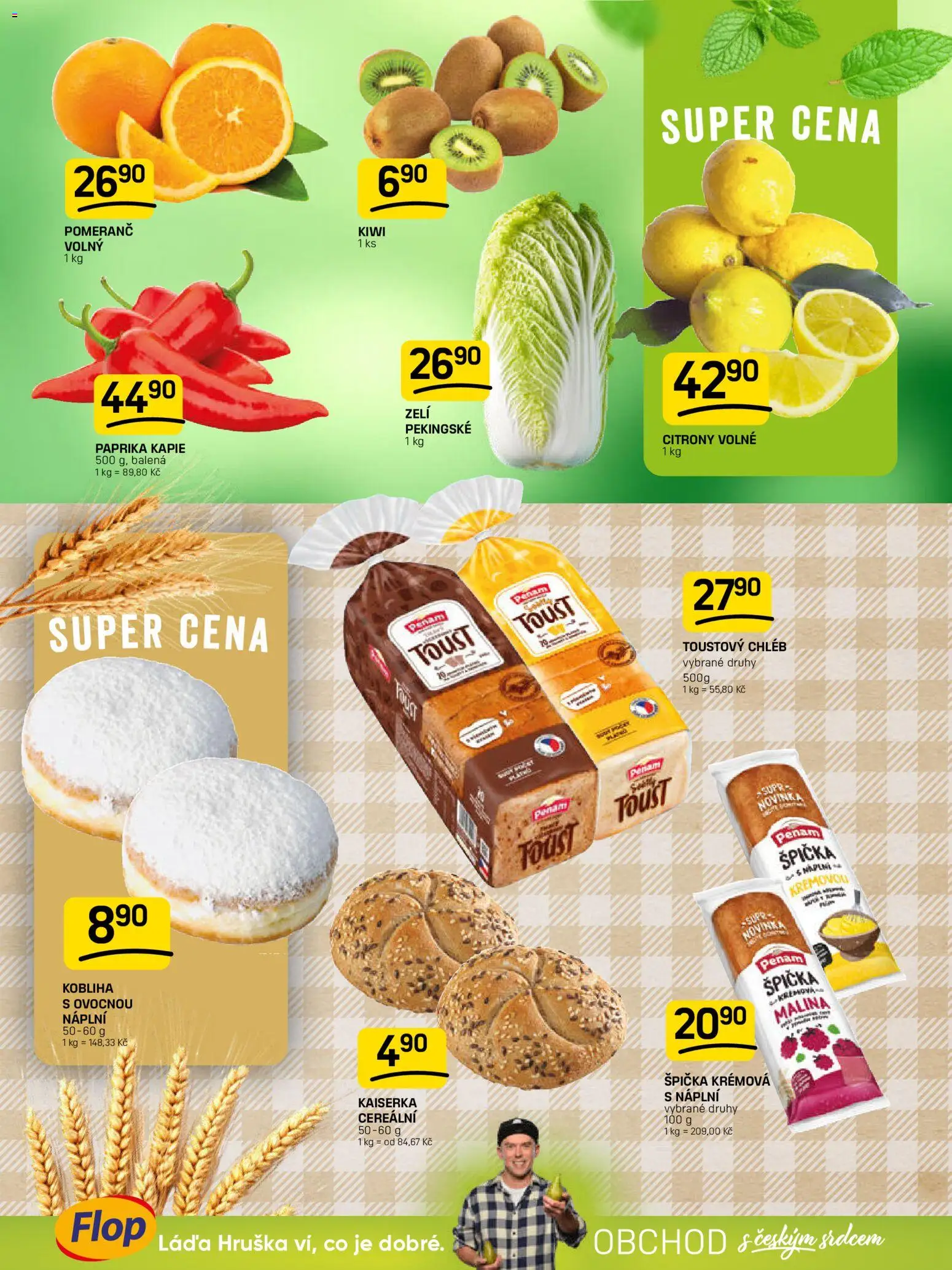 Flop leták od 28.01.2026 | Strana: 3 | Produkty: Kaiserka, Paprika, Citróny, Toustový chléb