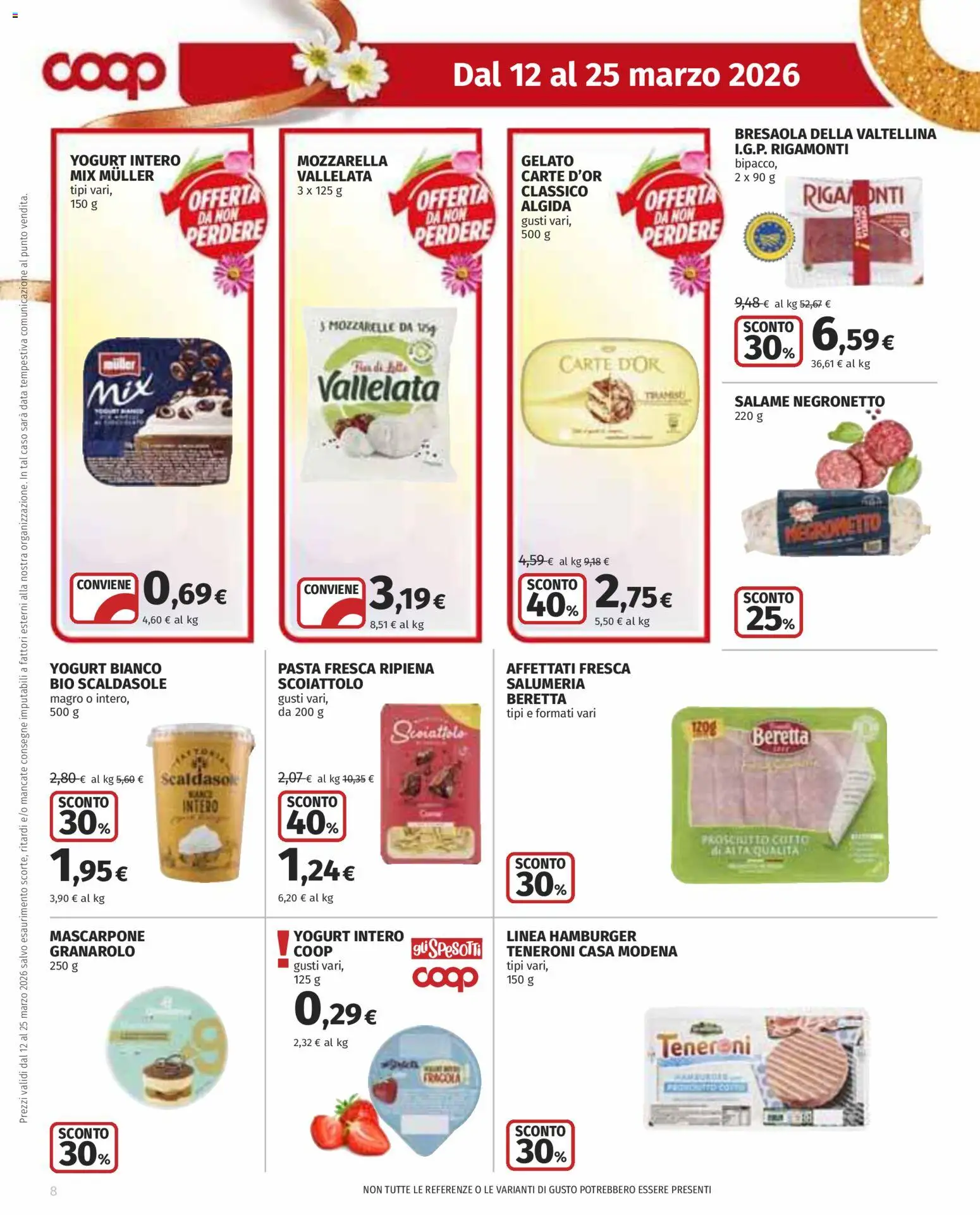 Volantino COOP del 12.03.2026 | Pagina: 8 | Prodotti: Gelato, Mozzarella, Data, Mascarpone