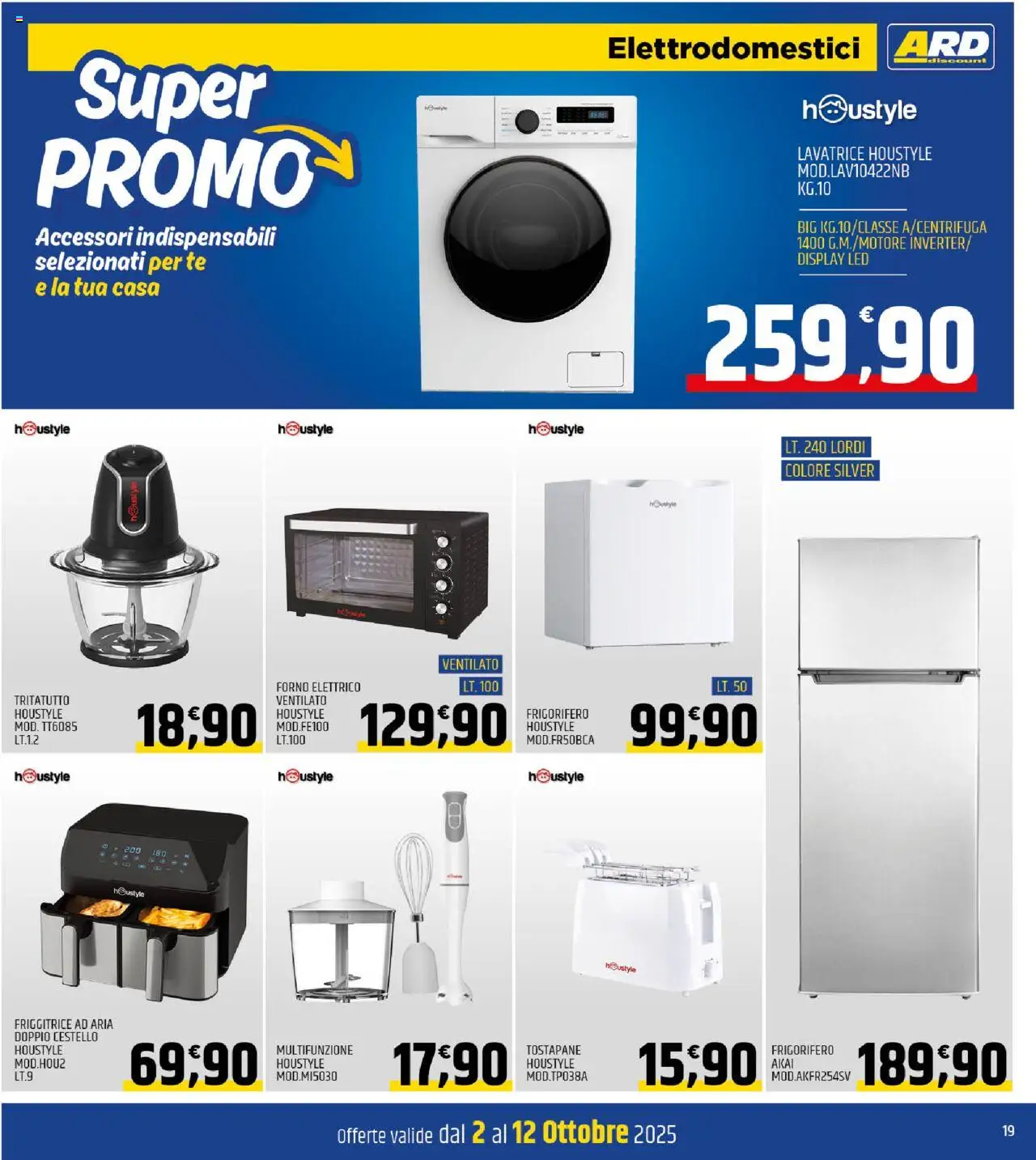 Volantino ARD Discount del 02.10.2025 | Pagina: 19 | Prodotti: Tè, Lavatrice, Forno, Tostapane