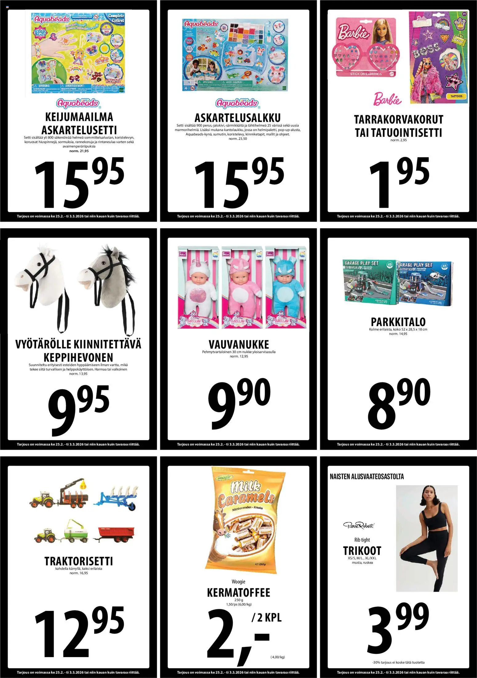 Tuuri tarjoukset – voimassa 25.02.2026 alkaen | Sivu: 18 | Tuotteet: Keppihevonen, Trikoot